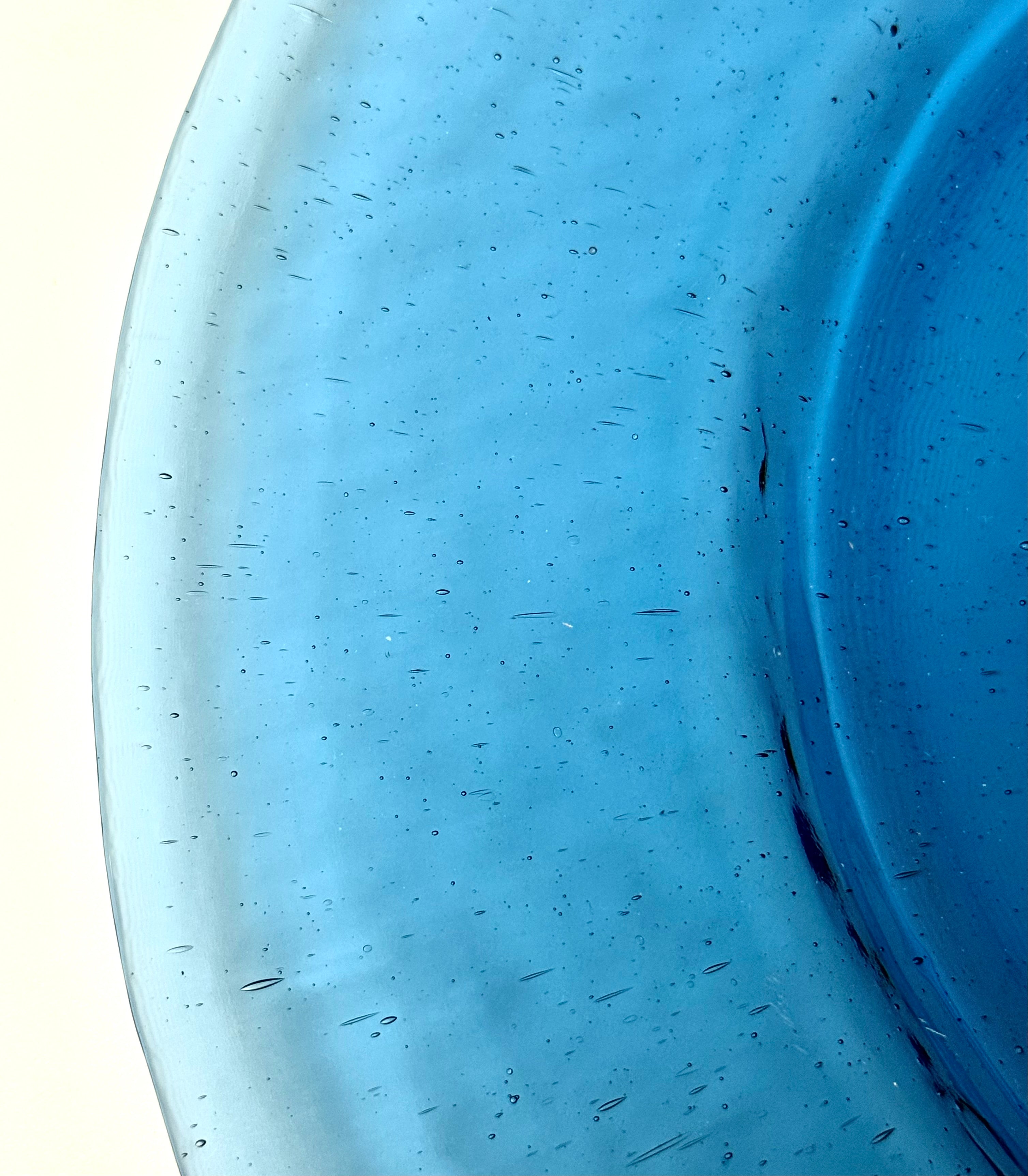 Teal Blue 13-3/4" Glass Plates Set of 4