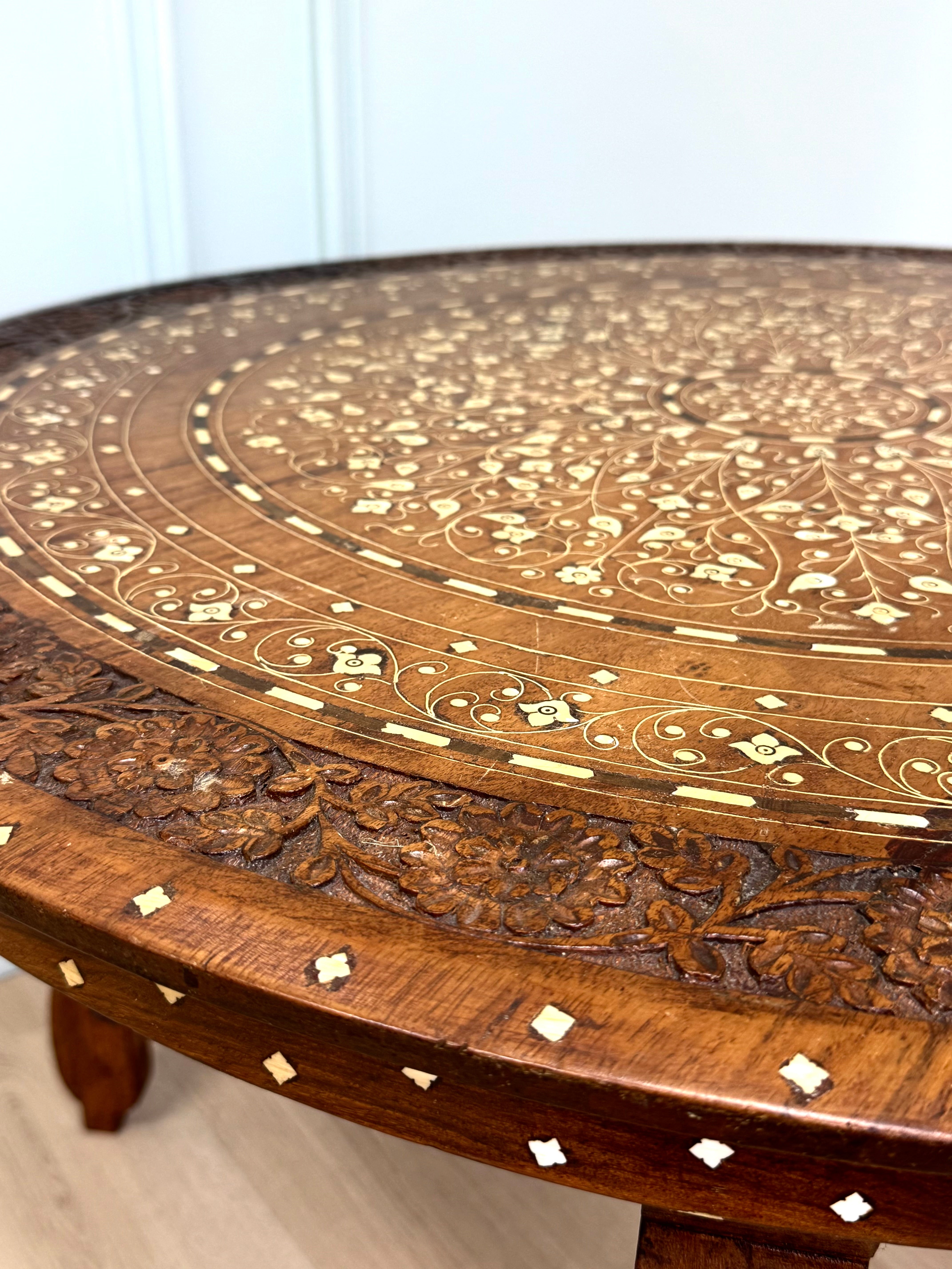 Moroccan Carved Wood Coffee Table