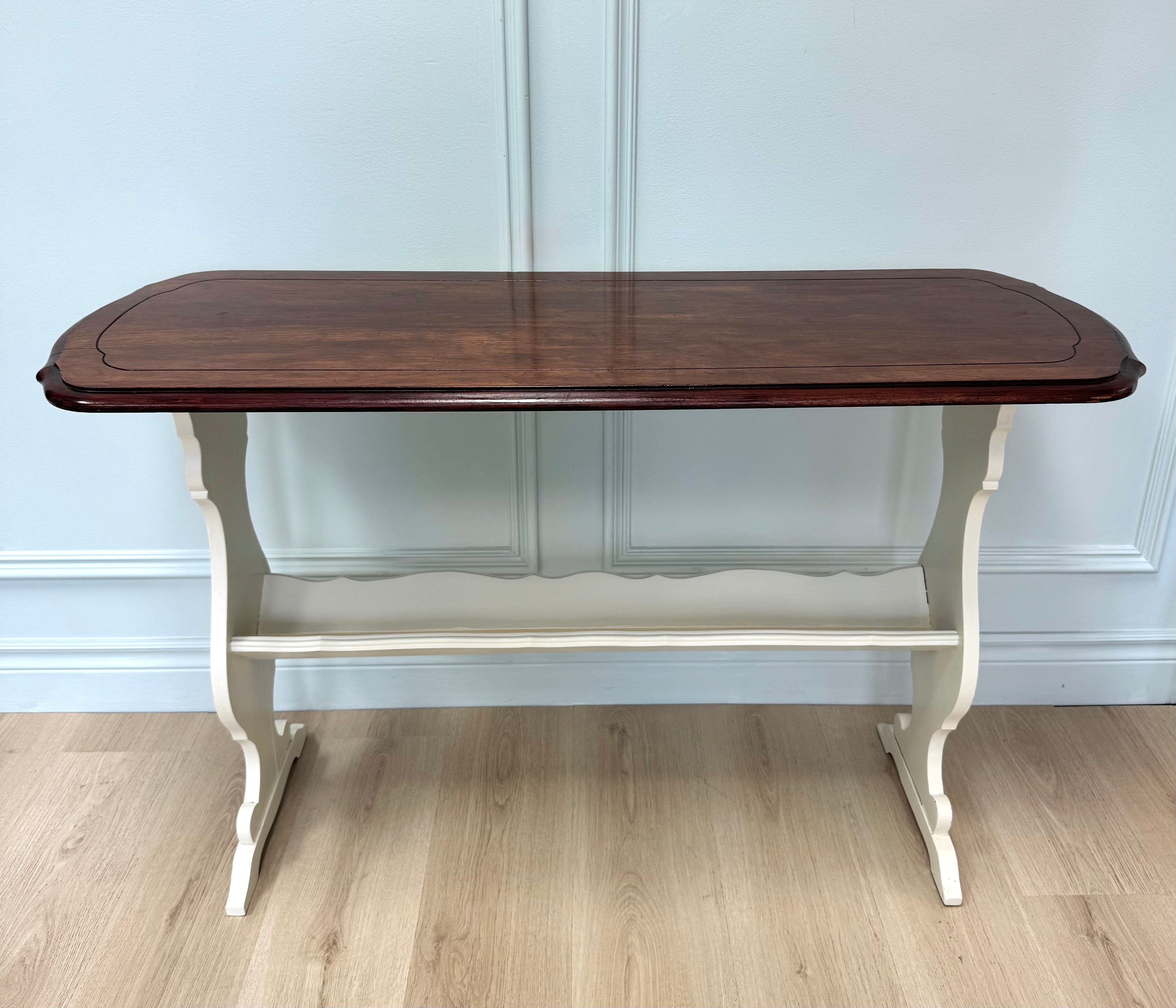 White Console with Wood Top