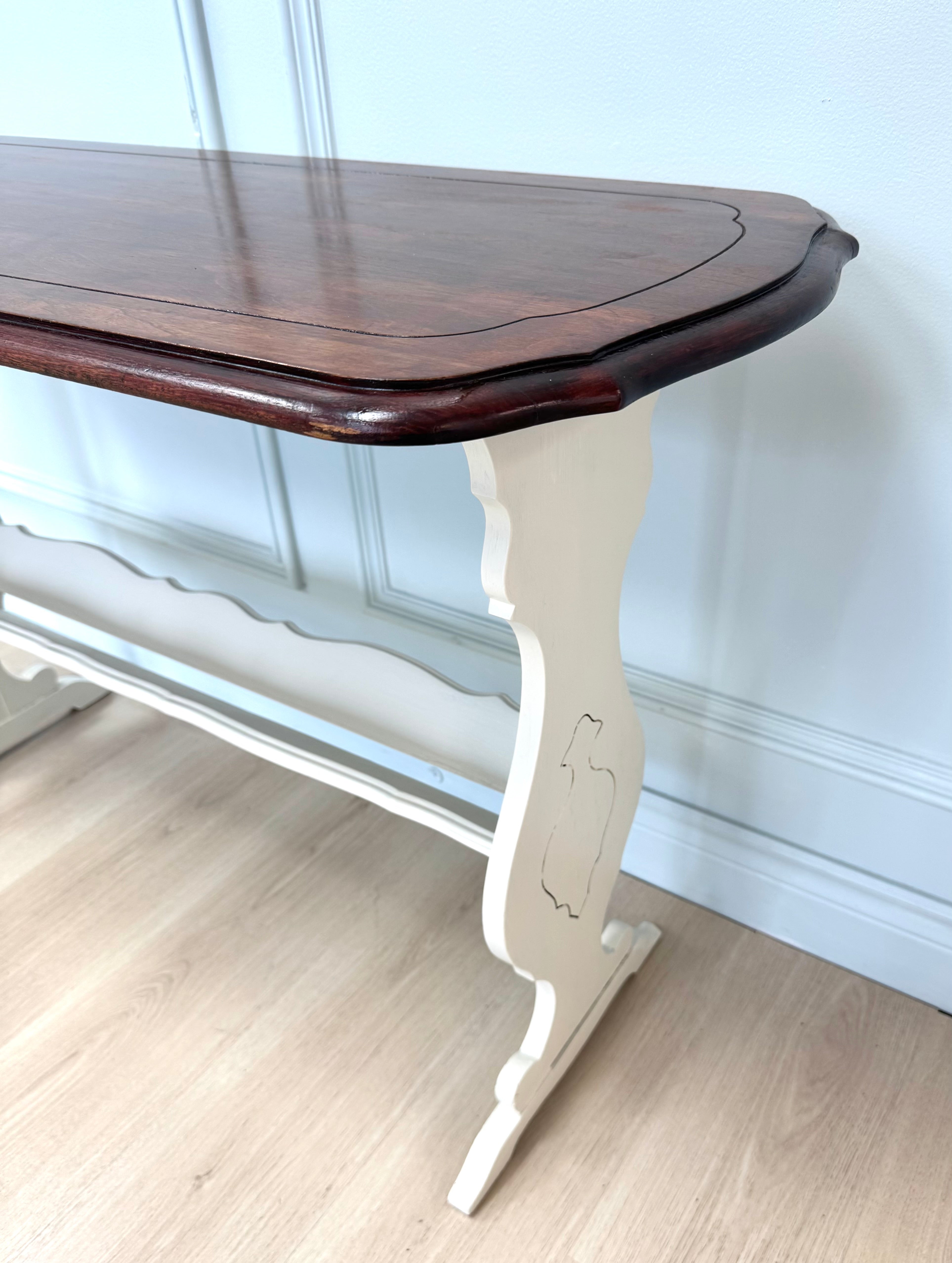 White Console with Wood Top