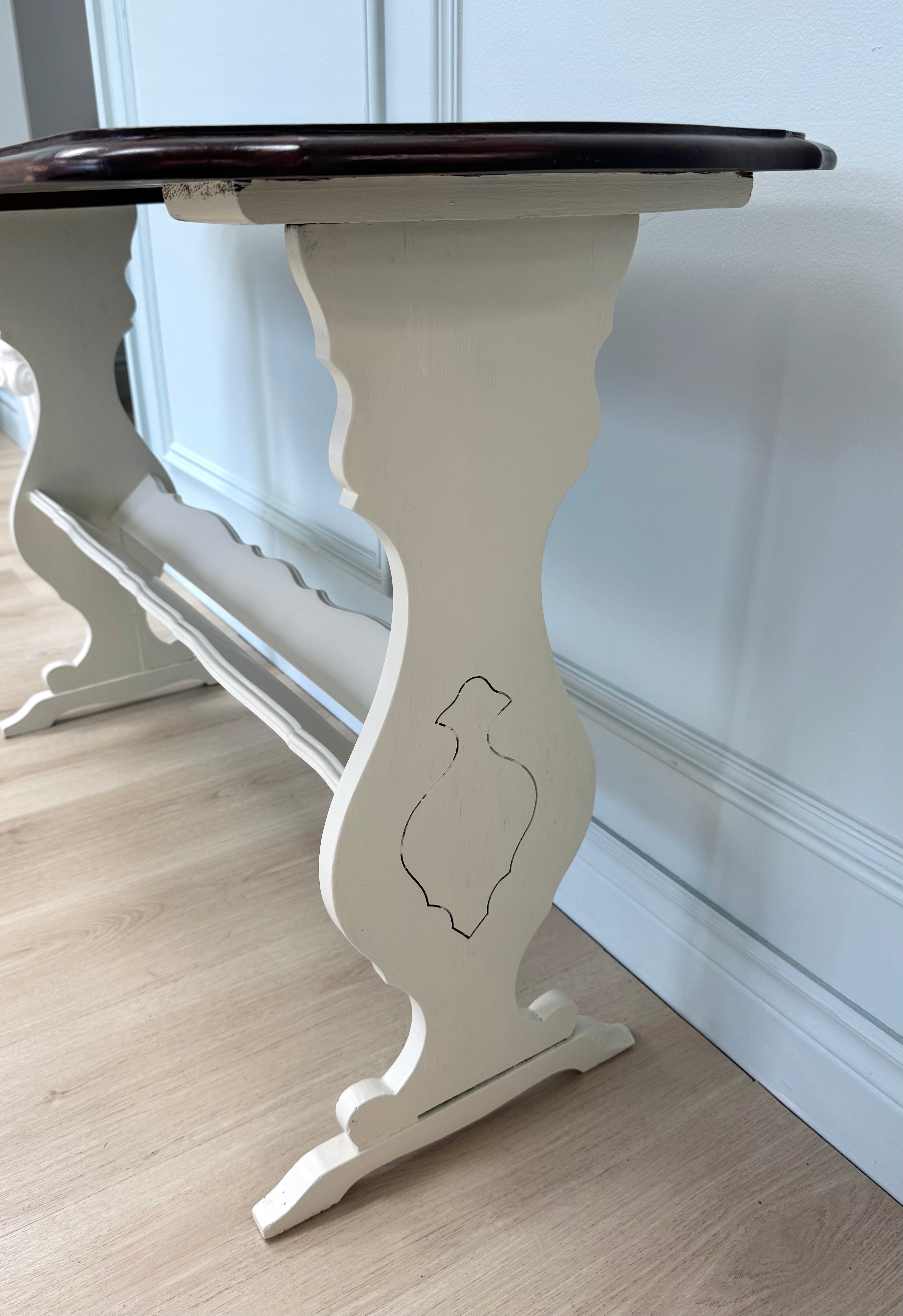 White Console with Wood Top