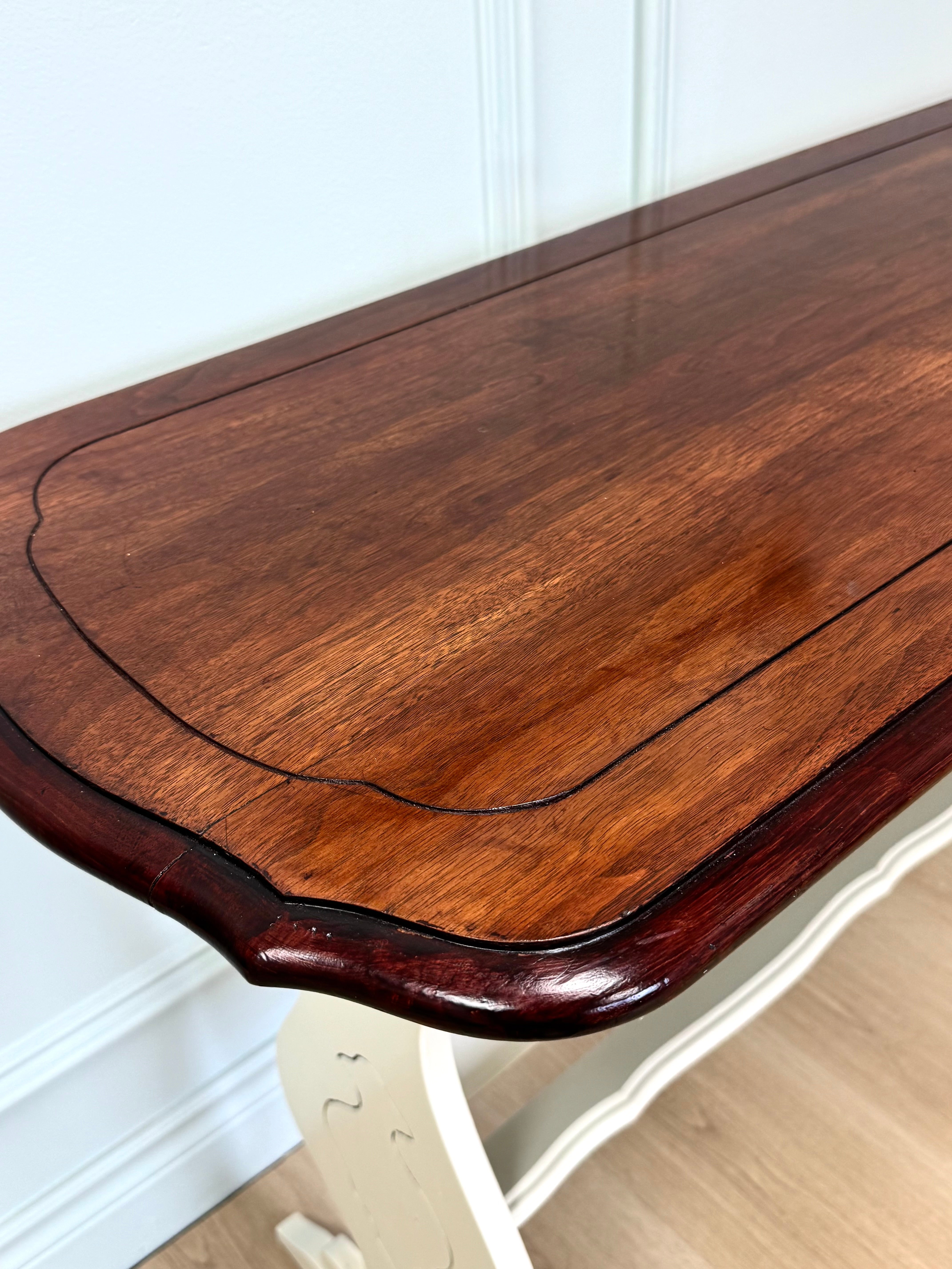 White Console with Wood Top