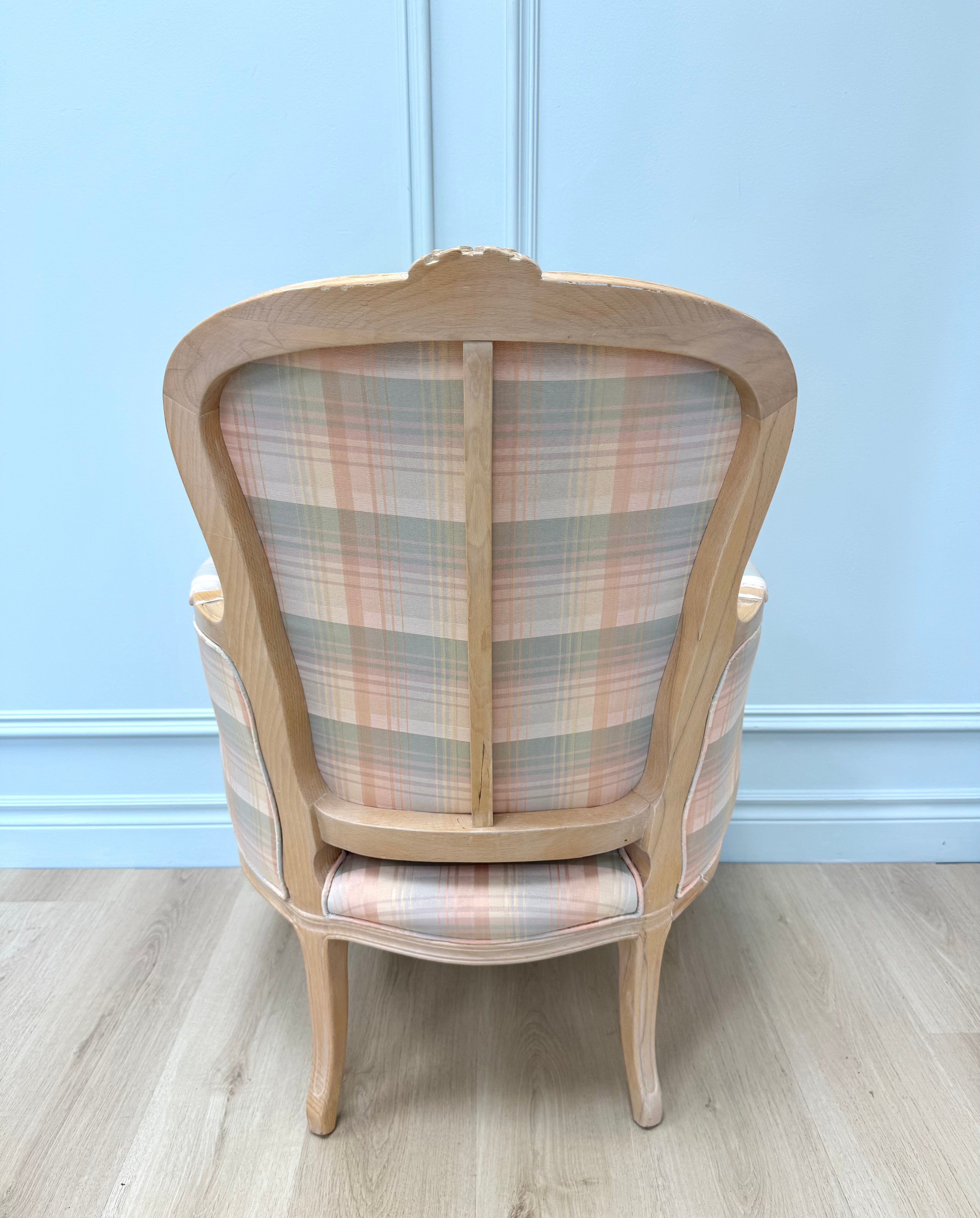 Pastel Plaid Bergere Chair