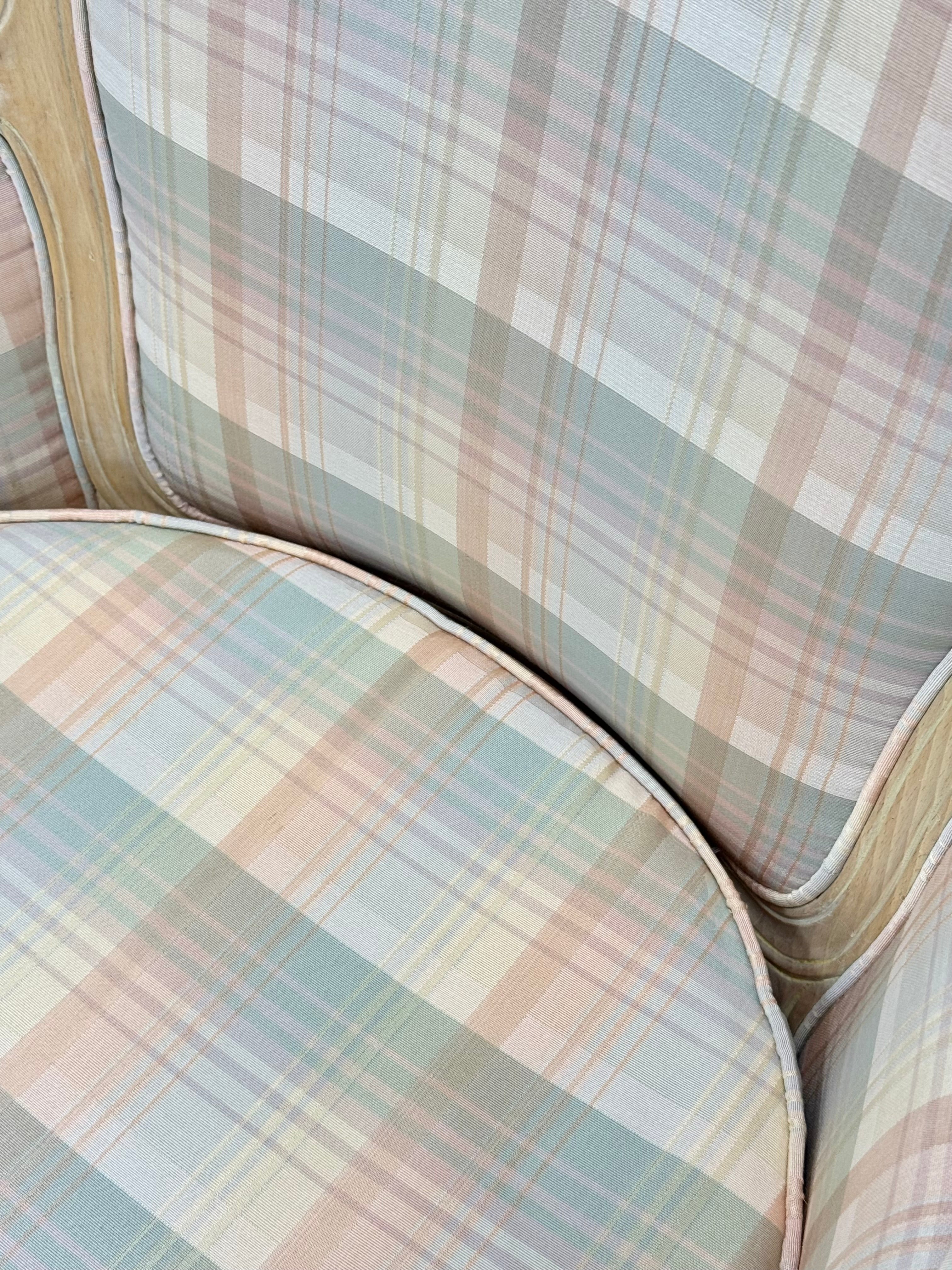 Pastel Plaid Bergere Chair
