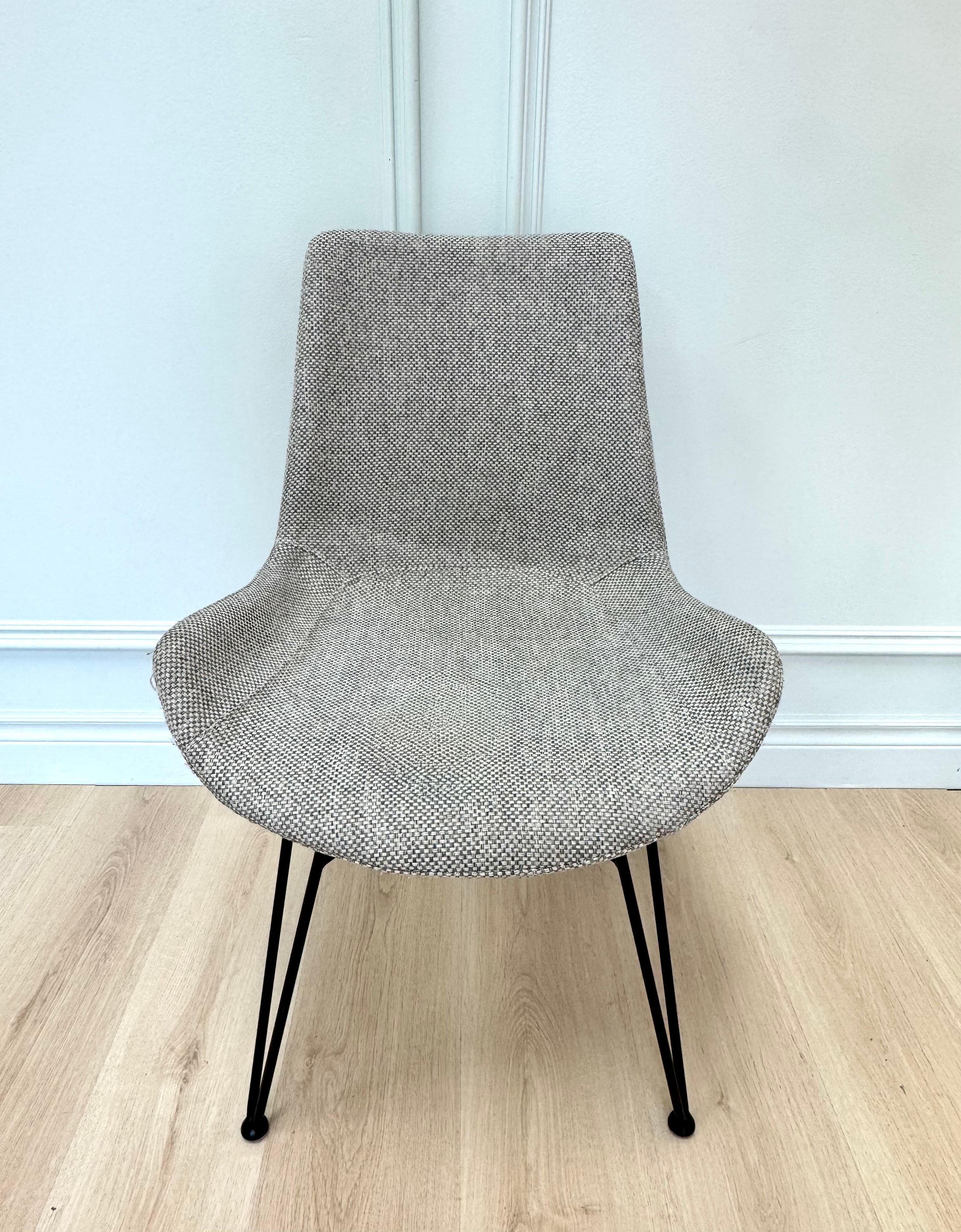 Gray Tweed Hairpin Dining Chairs Set of 3