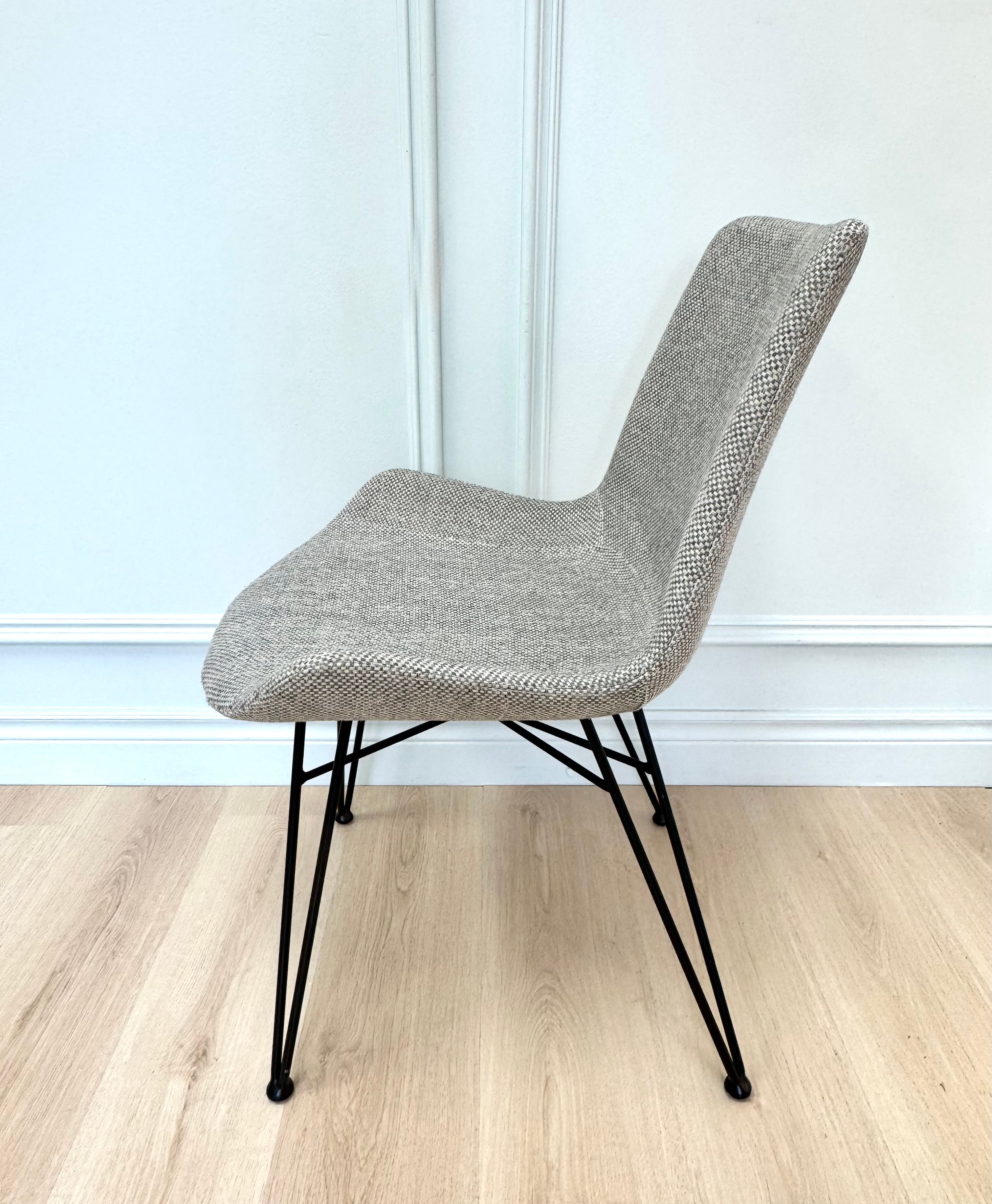 Gray Tweed Hairpin Dining Chairs Set of 3