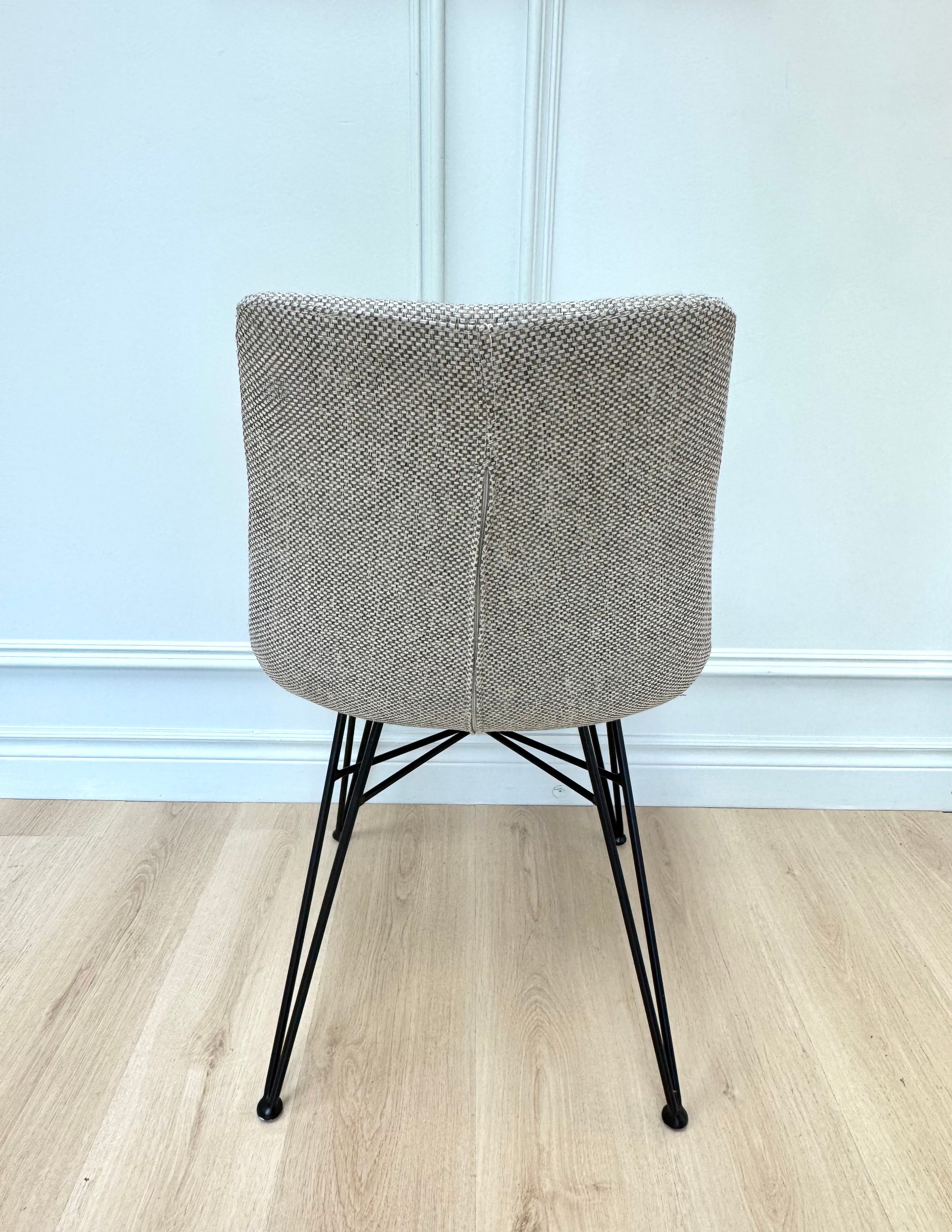 Gray Tweed Hairpin Dining Chairs Set of 3
