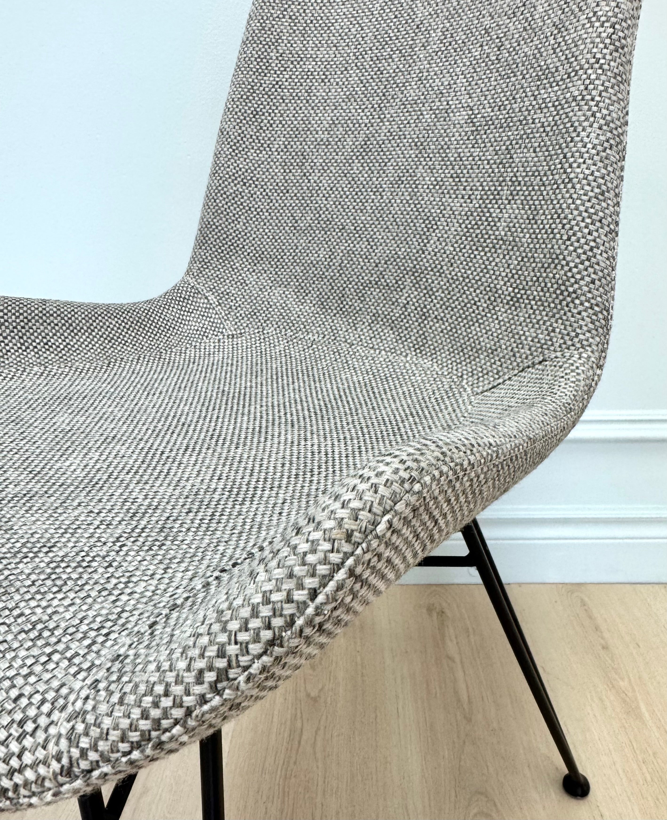 Gray Tweed Hairpin Dining Chairs Set of 3