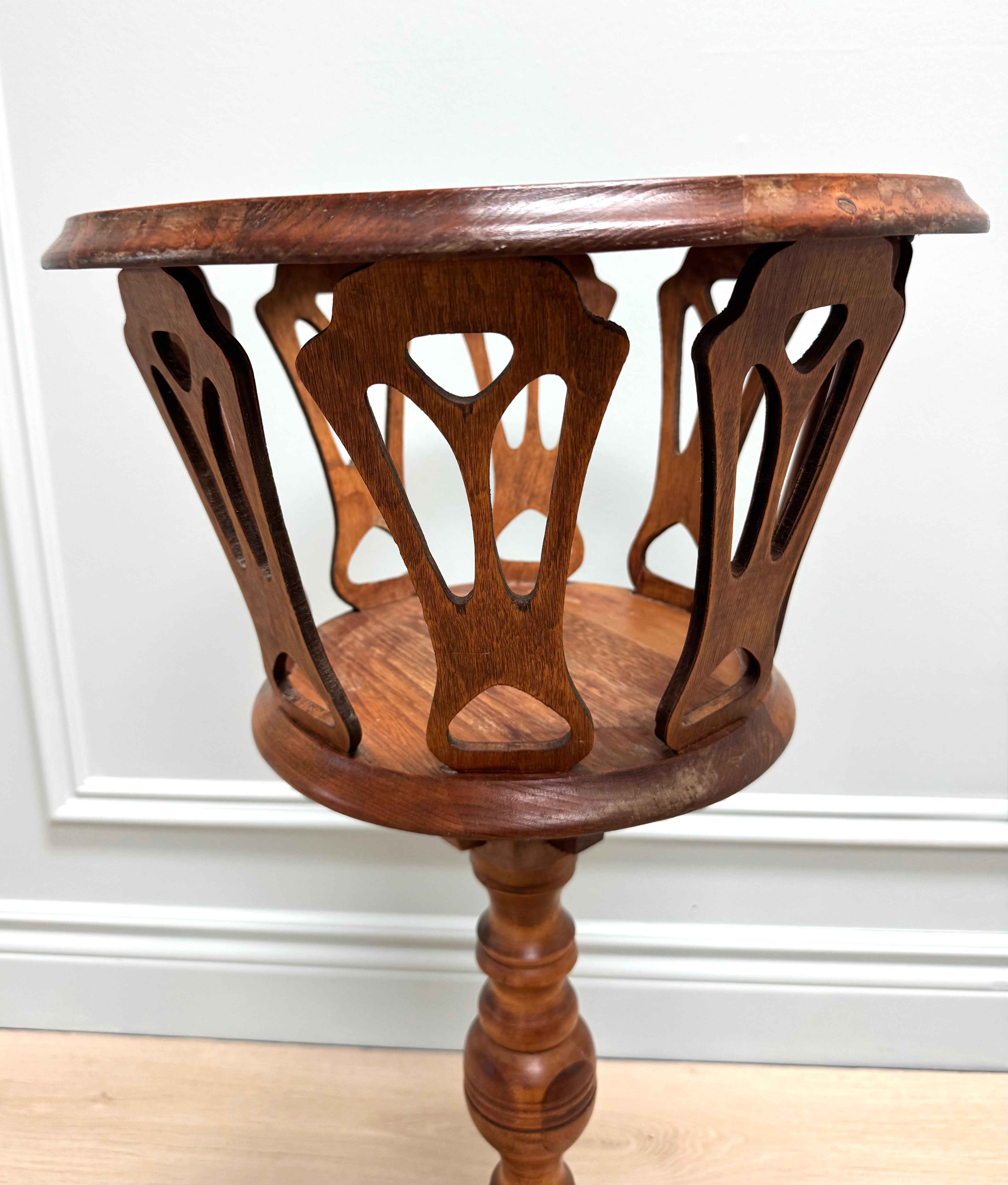Antique Plant Stand with Brass Pot