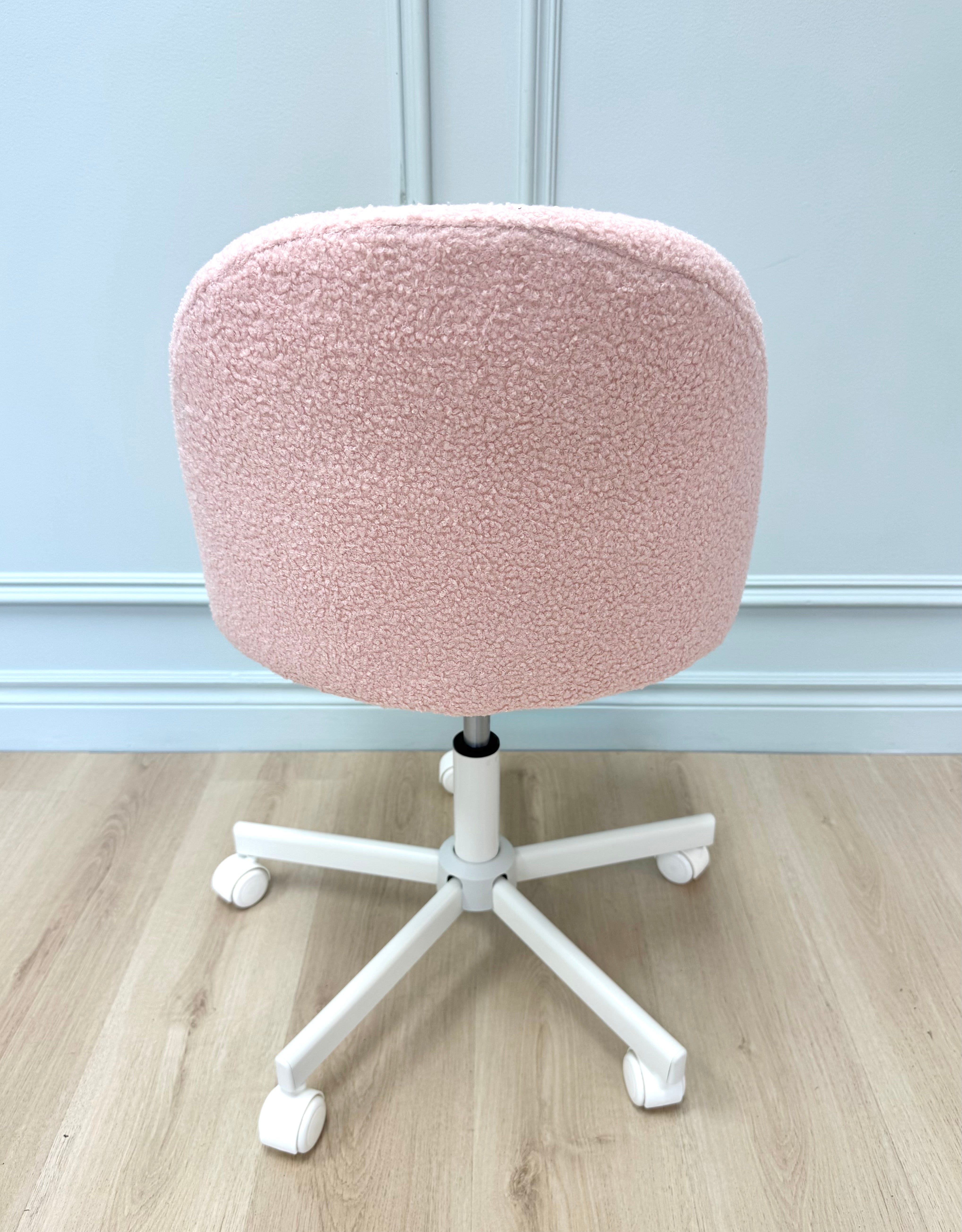 Pink Boucle Adjustable Desk Chair