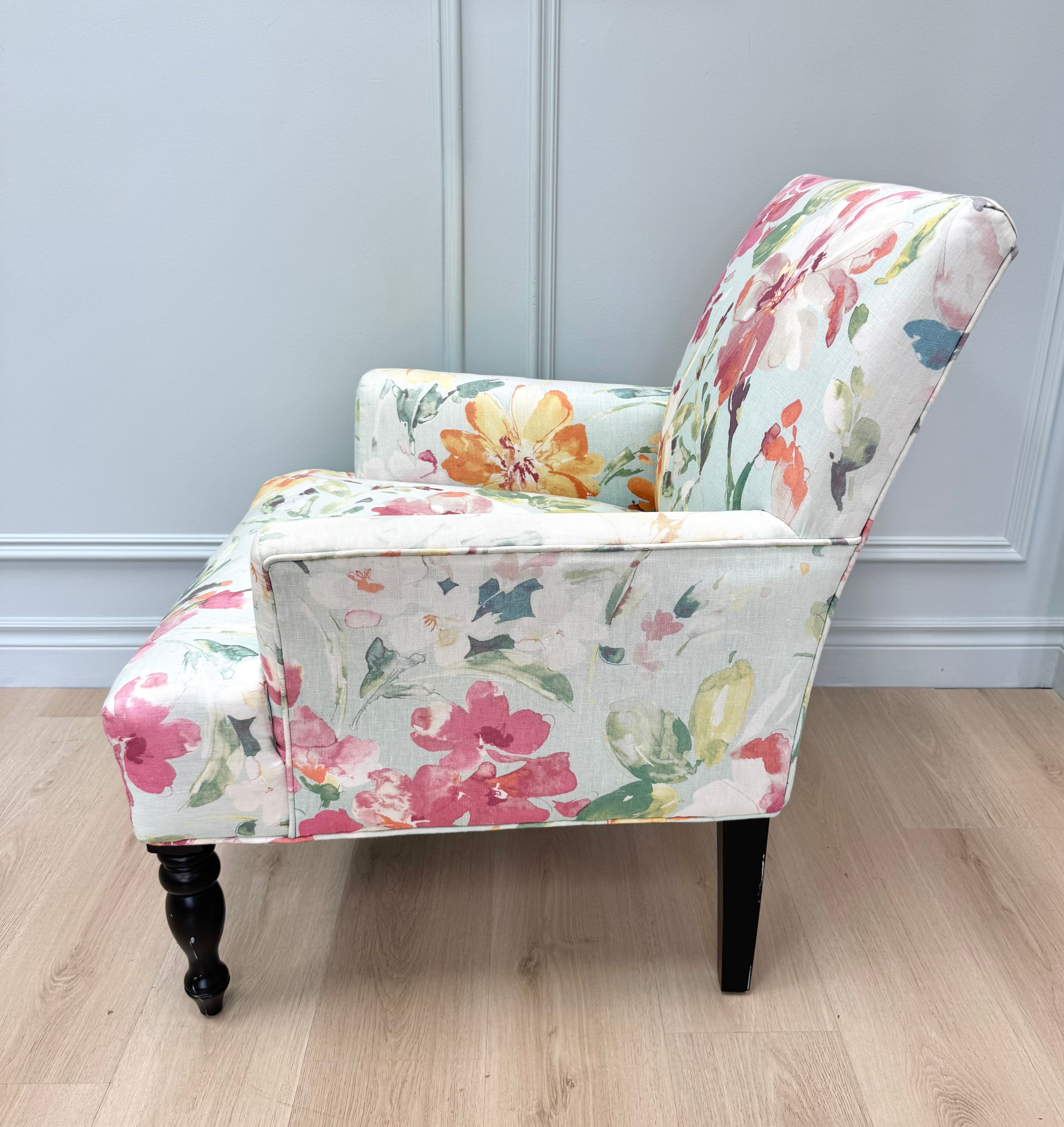 Floral Watercolour Linen Chair
