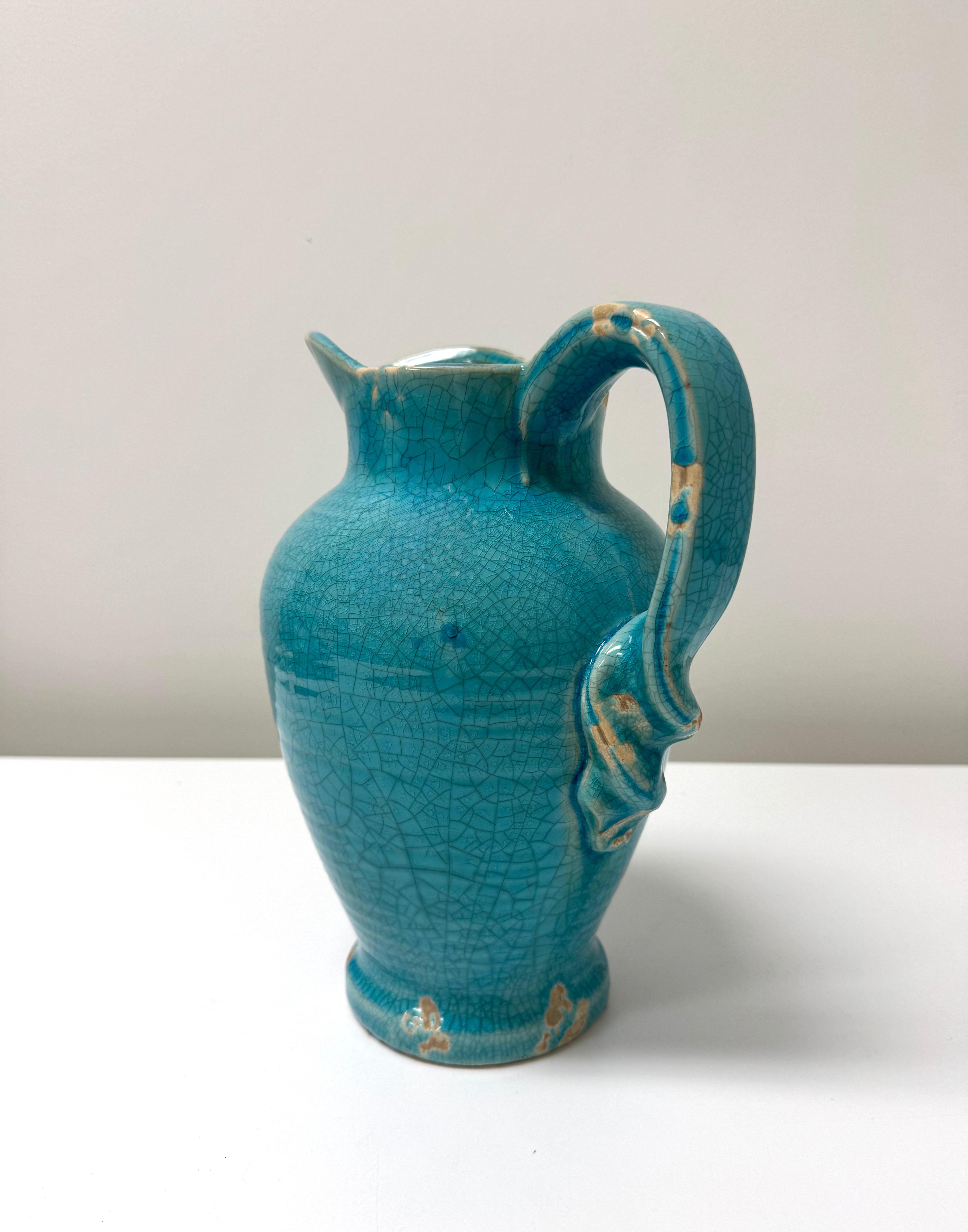 Turquoise Crackle Glaze Pitcher
