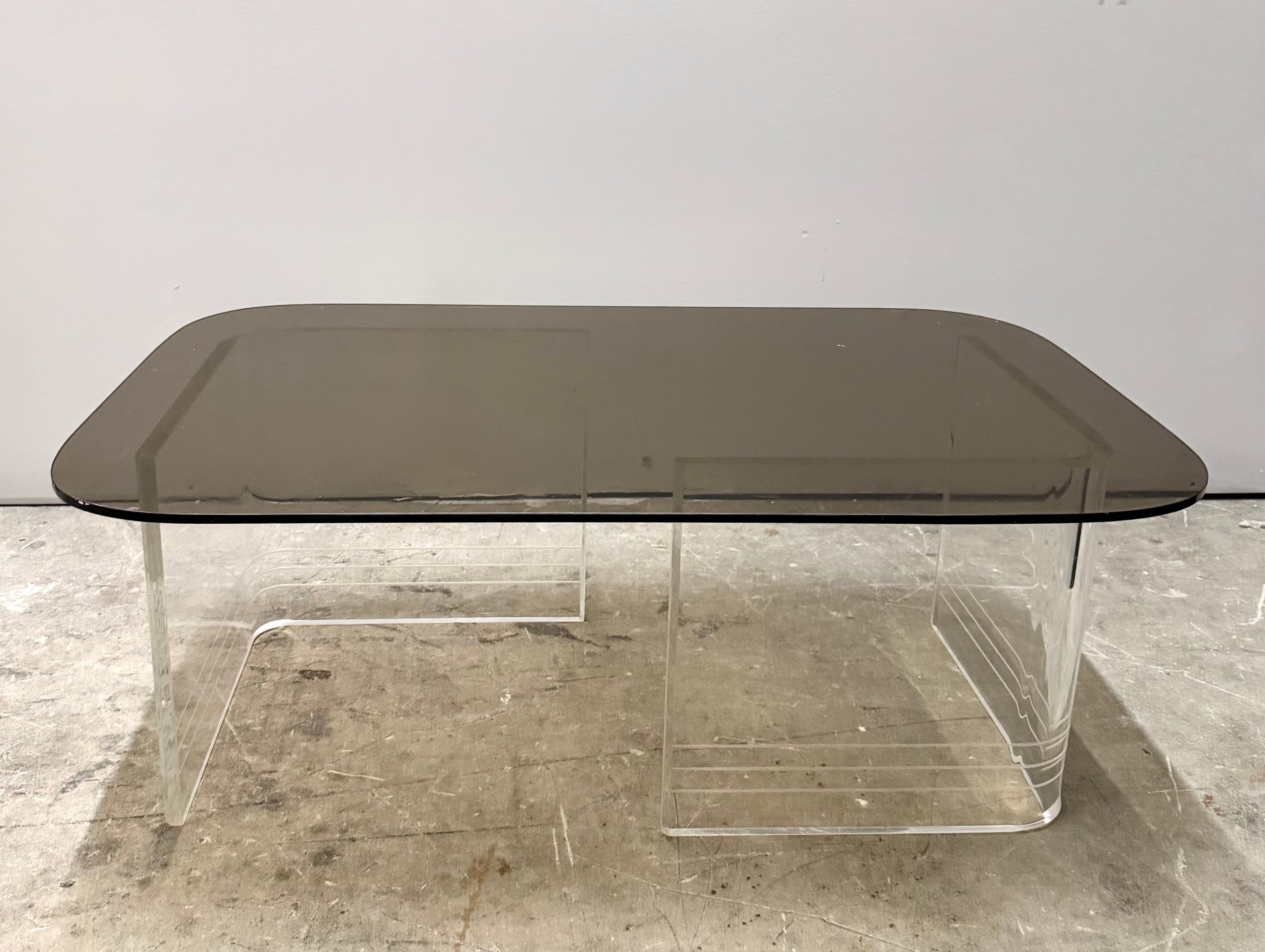 MCM Acrylic & Smoked Glass Coffee Table