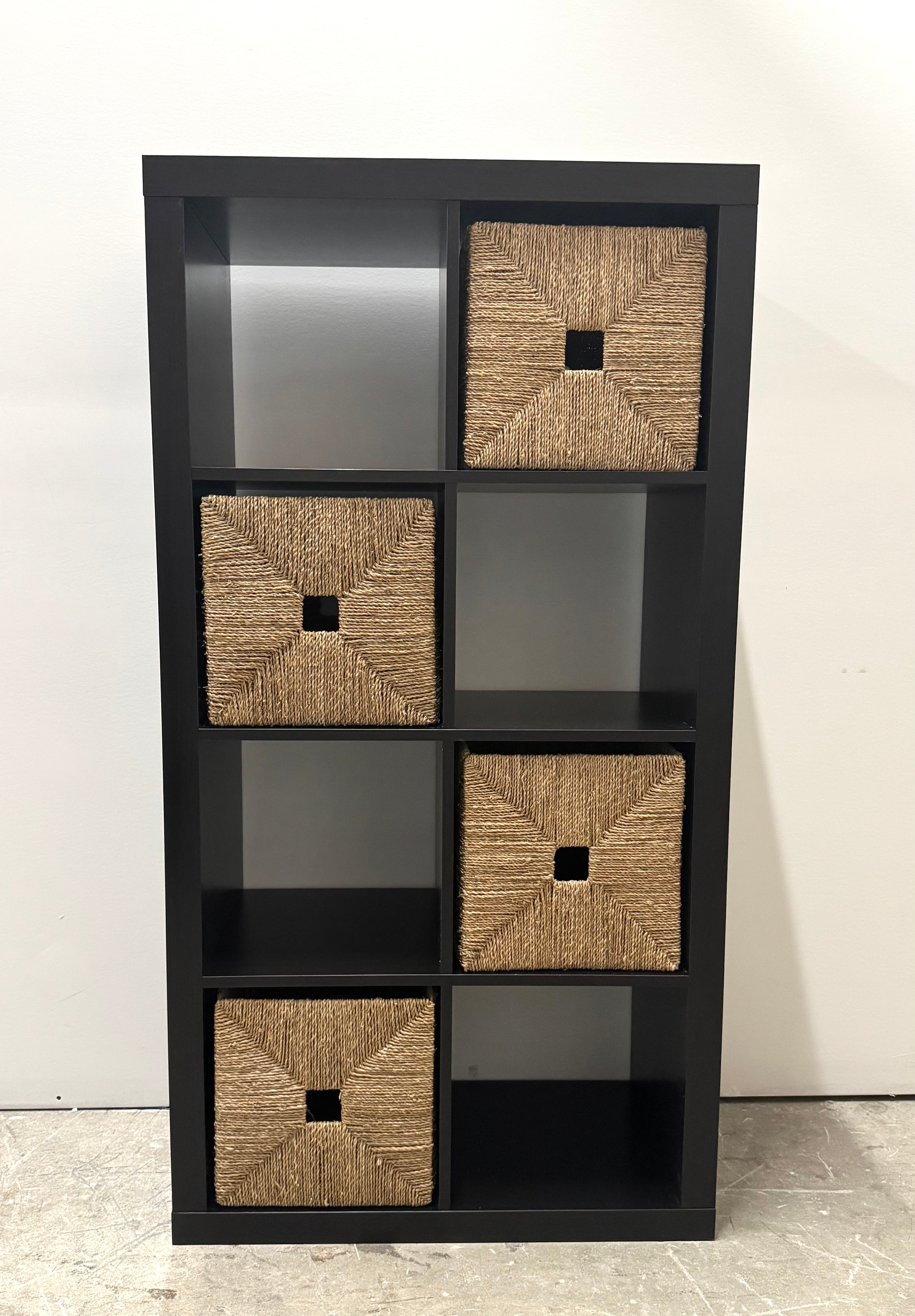 Black Brown Shelf Unit with 4 Baskets