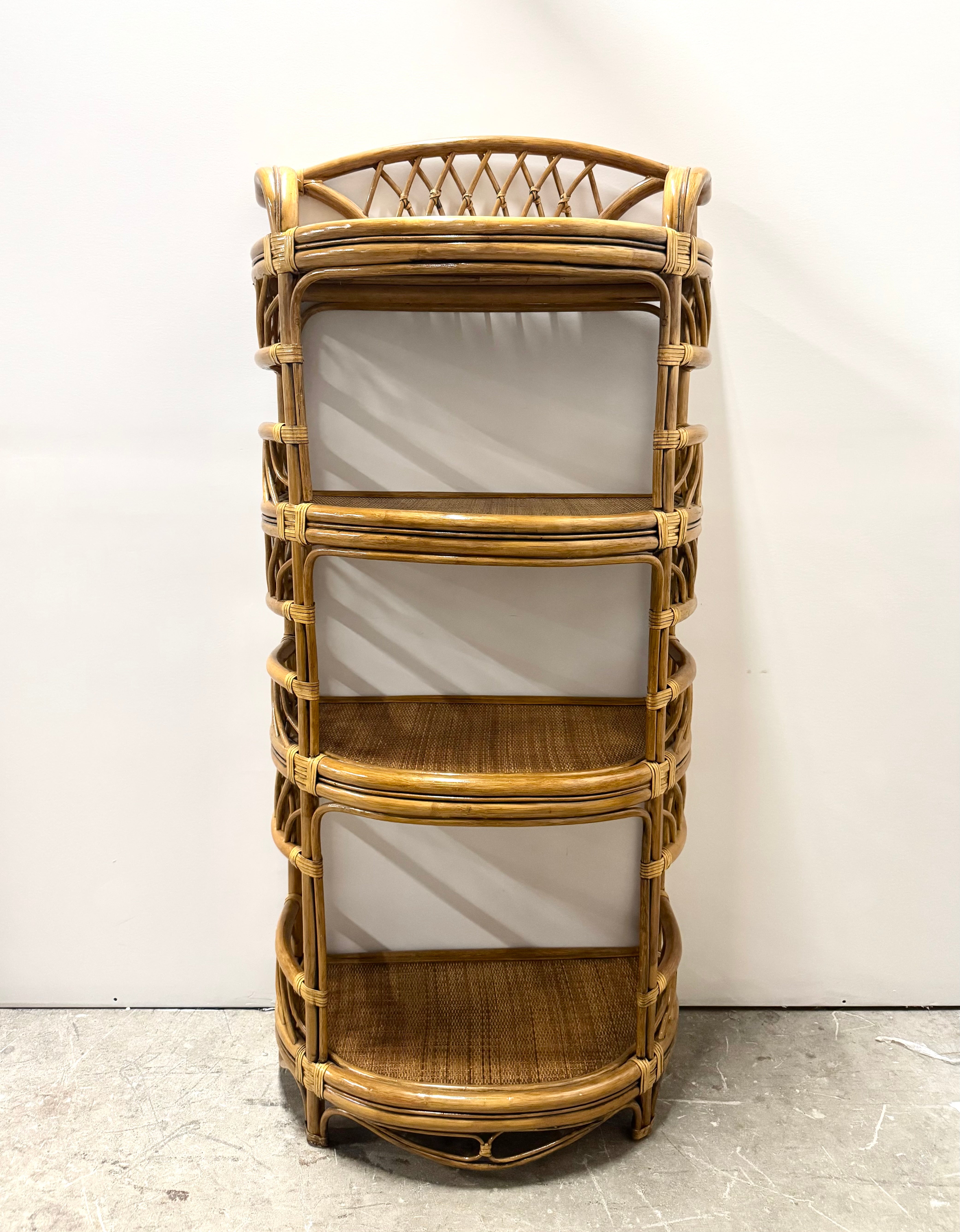 Vintage BOCA RATTAN Bamboo & Rattan Four-tier Shelf