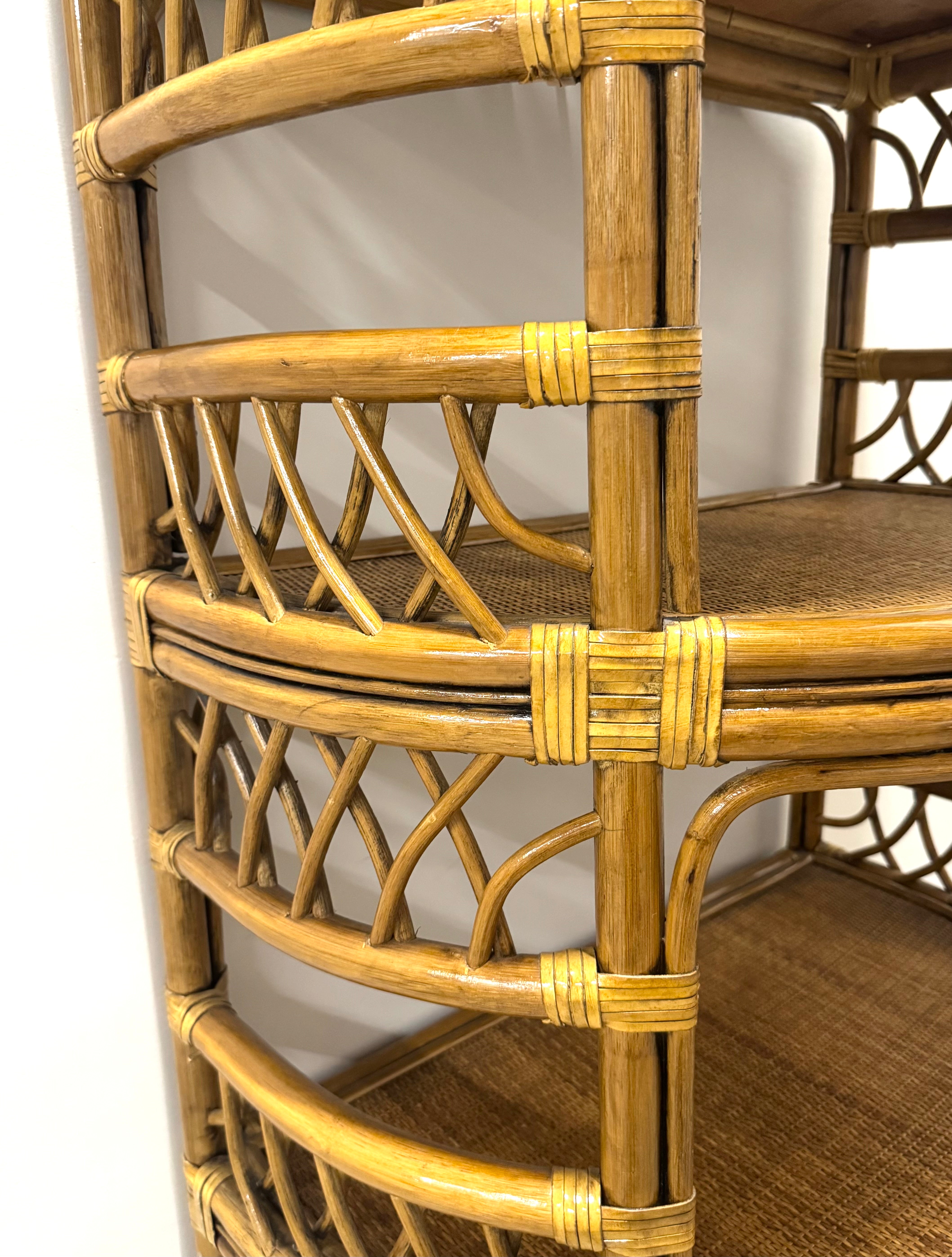 Vintage BOCA RATTAN Bamboo & Rattan Four-tier Shelf