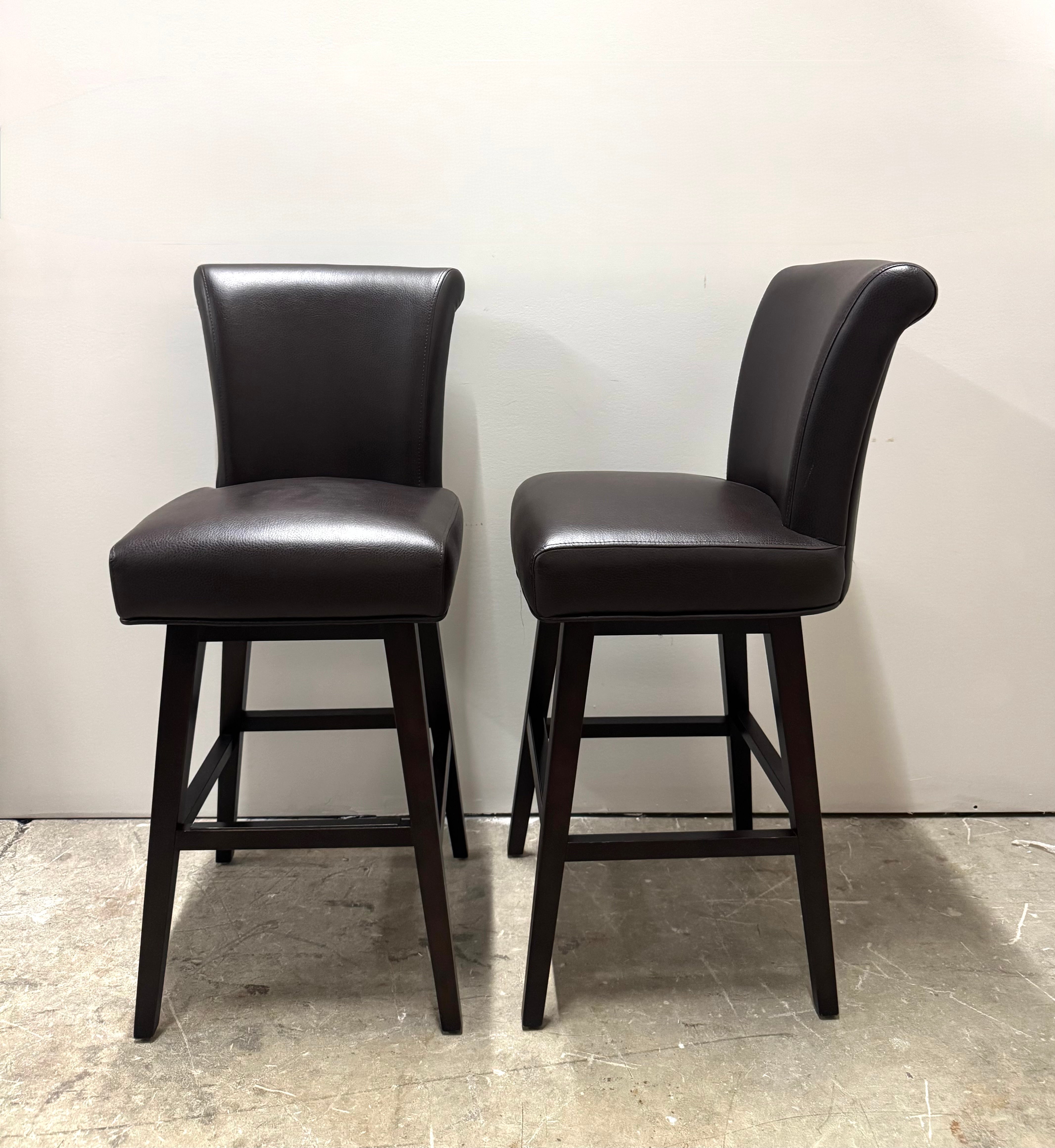 Chocolate Brown Faux Leather Bar Stools Set of 2