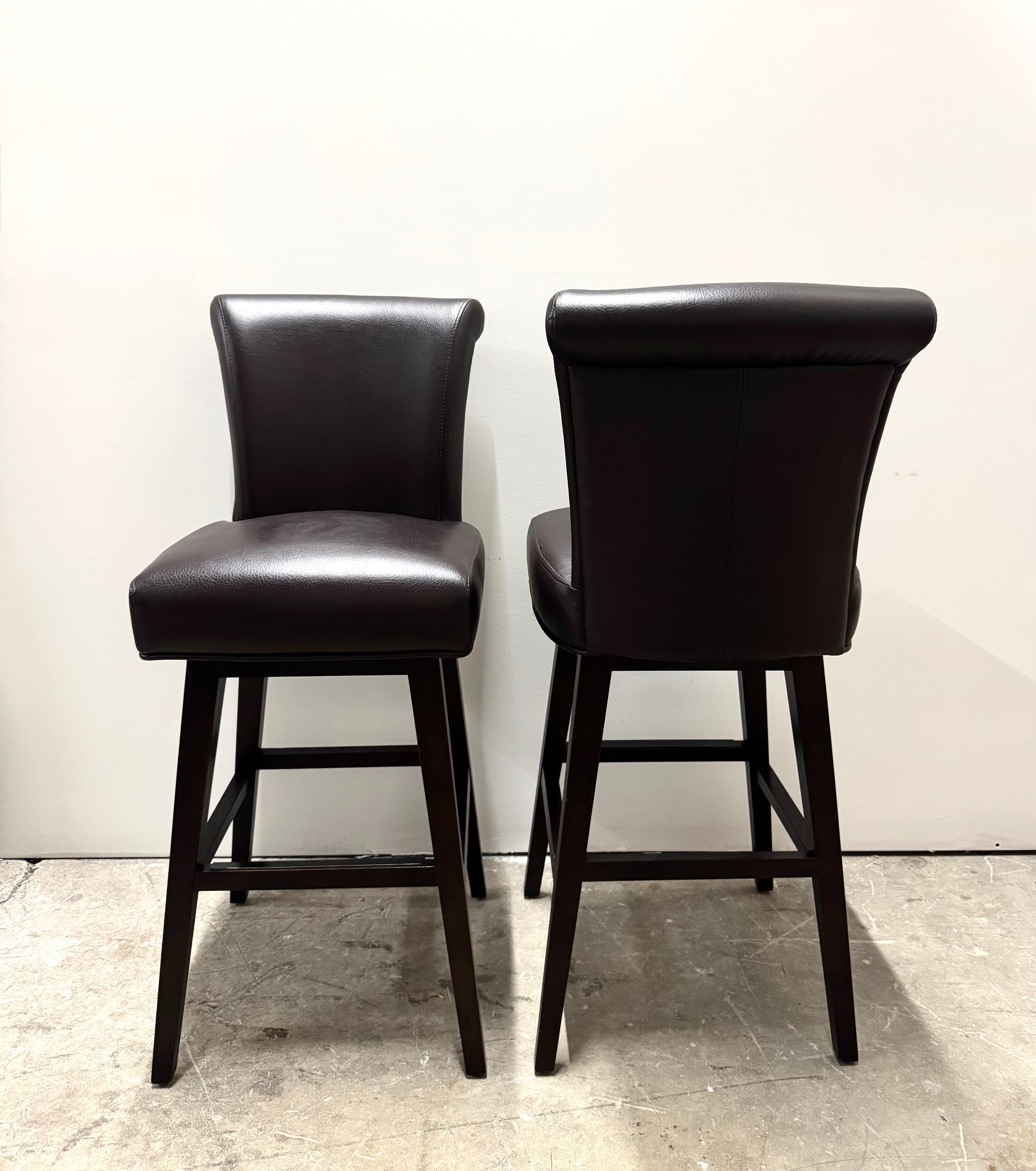 Chocolate Brown Faux Leather Bar Stools Set of 2