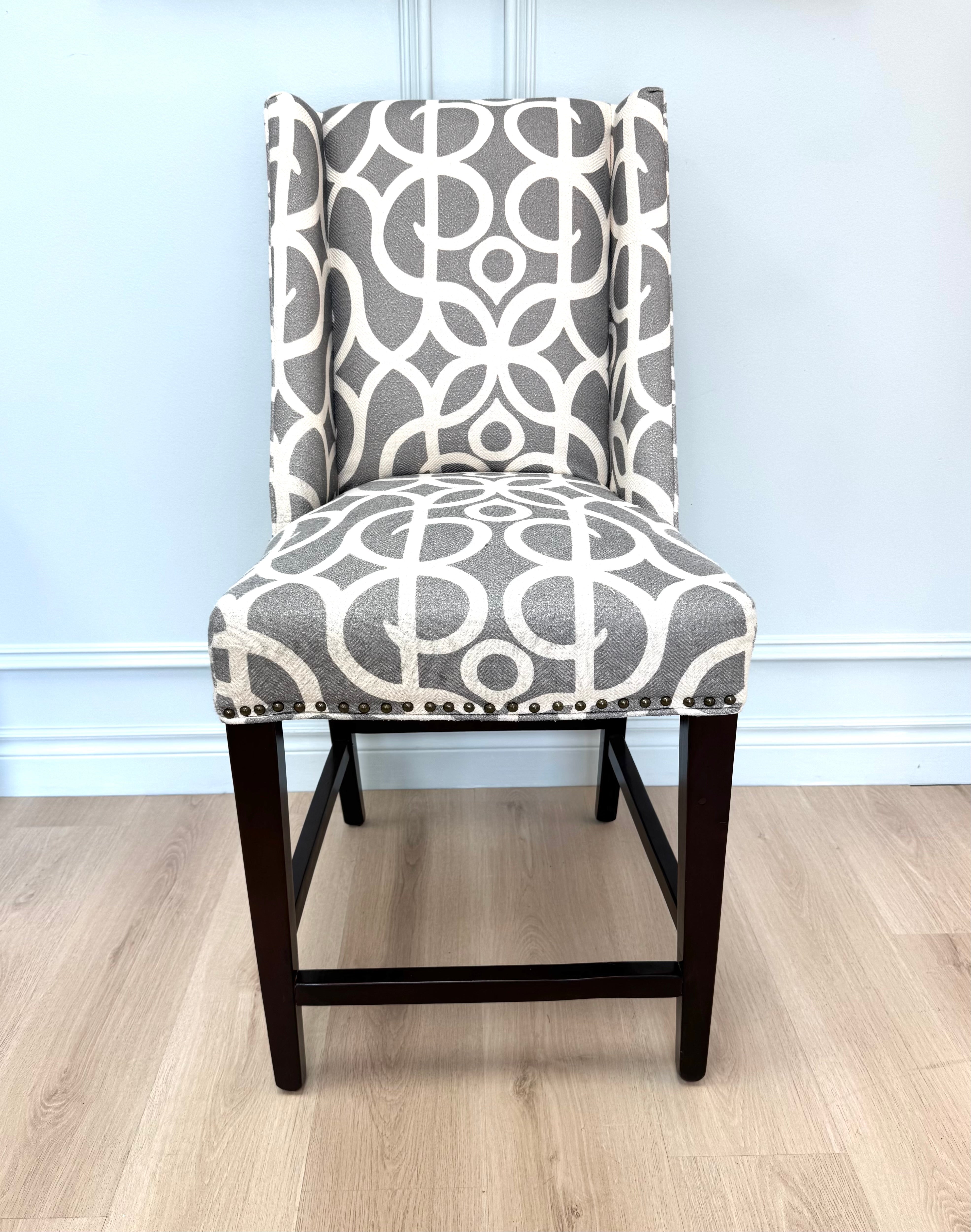 PIER 1 Gray & White Lattice Wingback Counter Chair