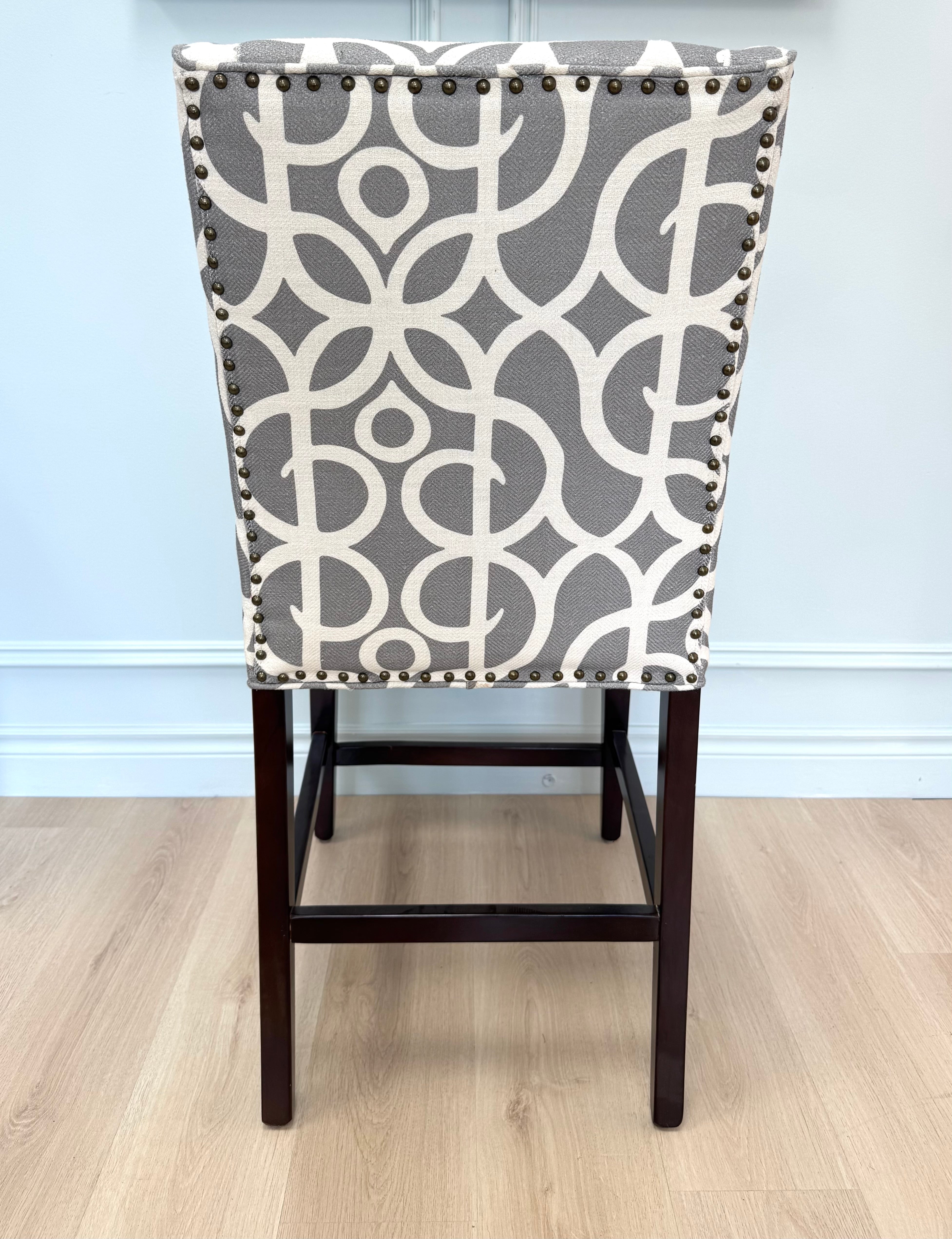 PIER 1 Gray & White Lattice Wingback Counter Chair