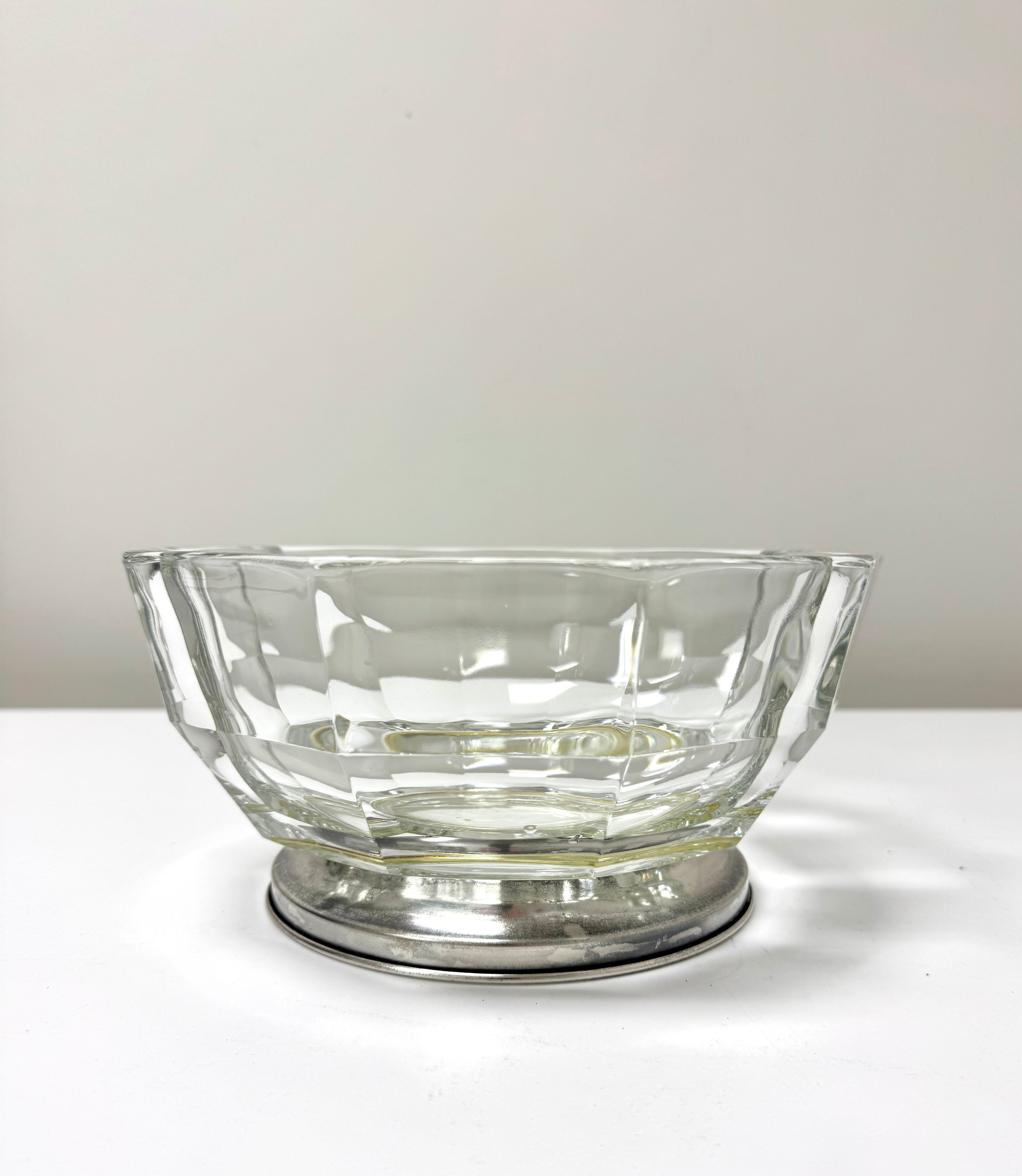 Vintage Old Silverplate Faceted Bowl