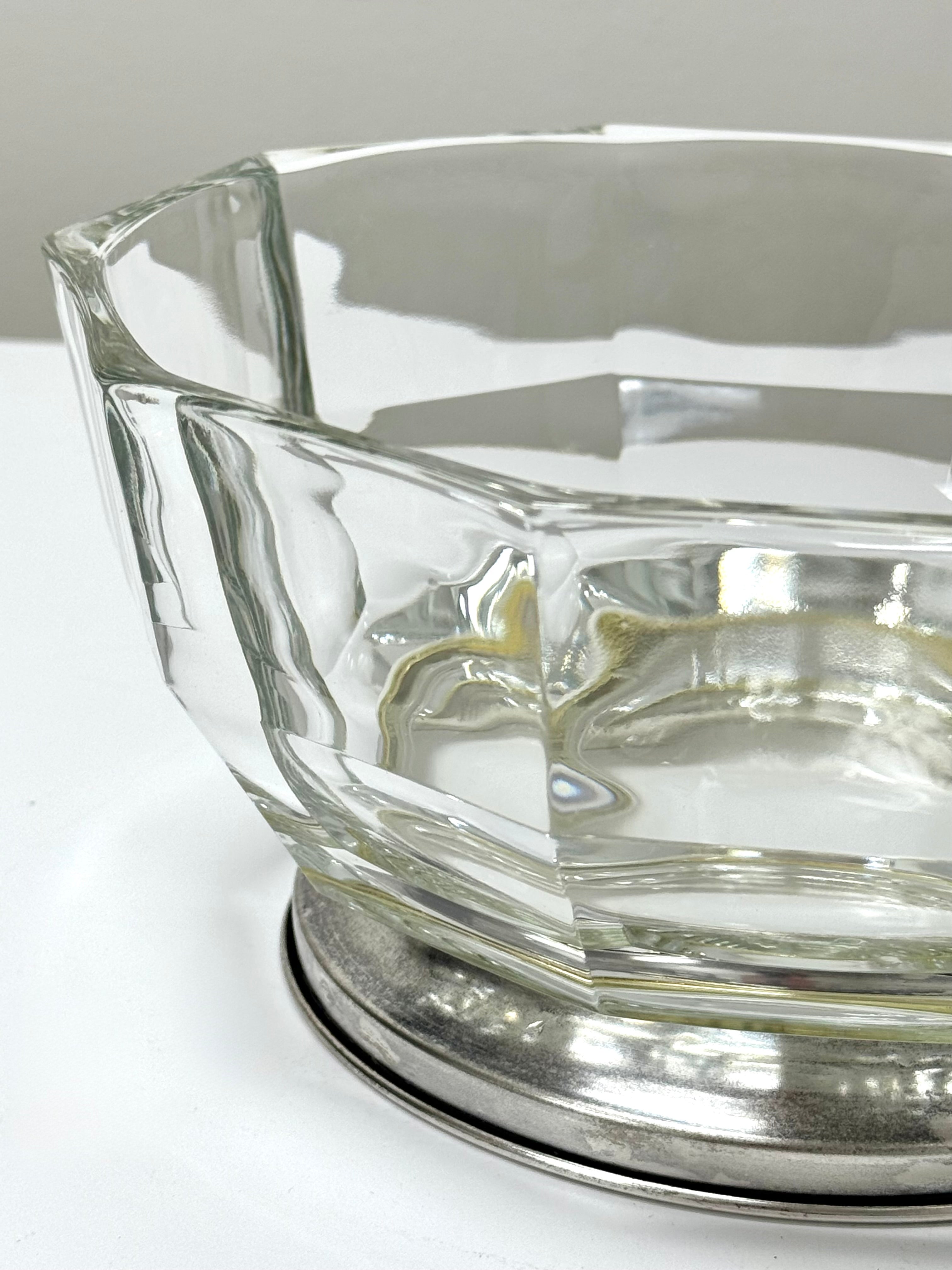 Vintage Old Silverplate Faceted Bowl