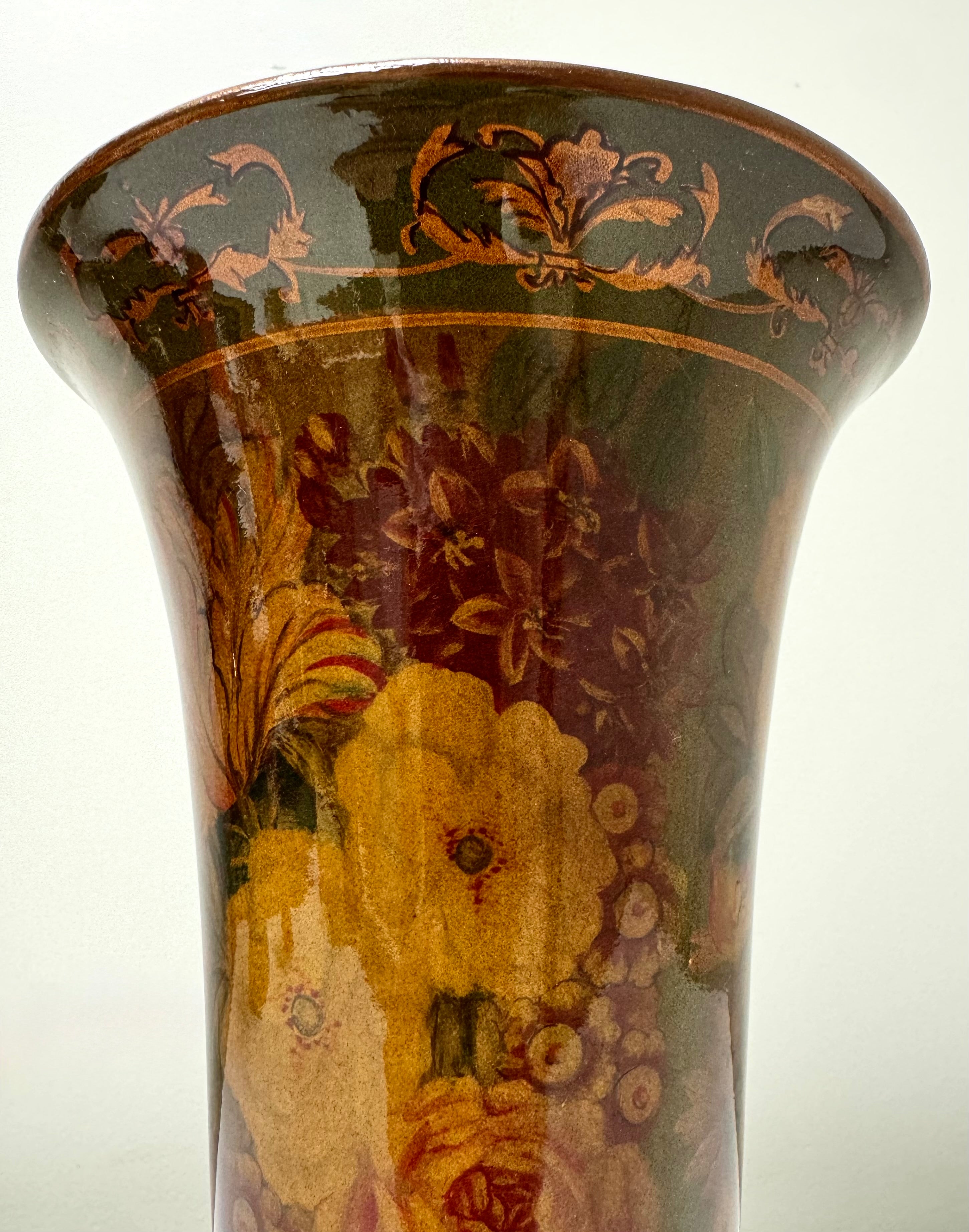 Footed Floral Trumpet Vase