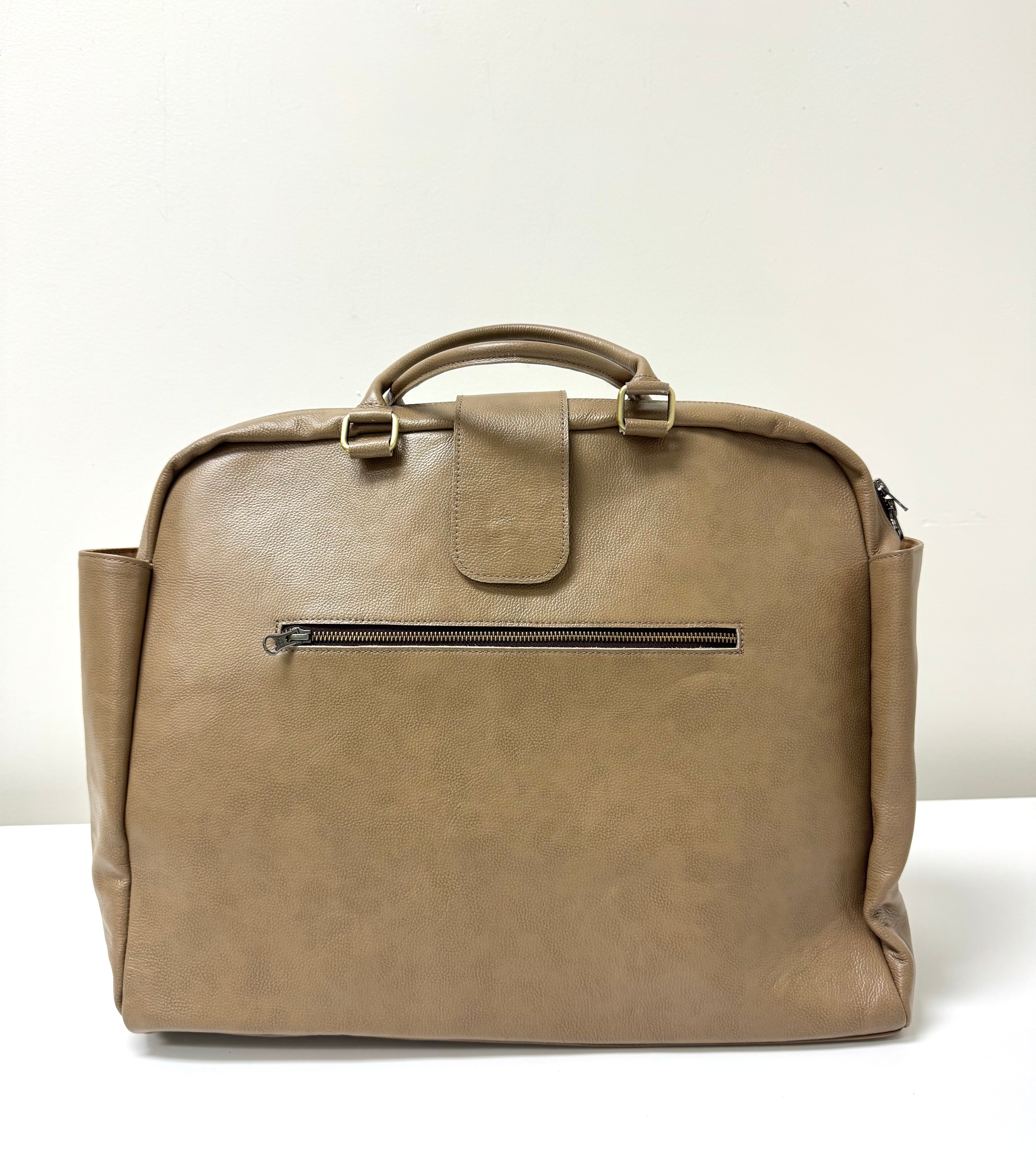 NEW Taupe Pebble Leather Travel Tote