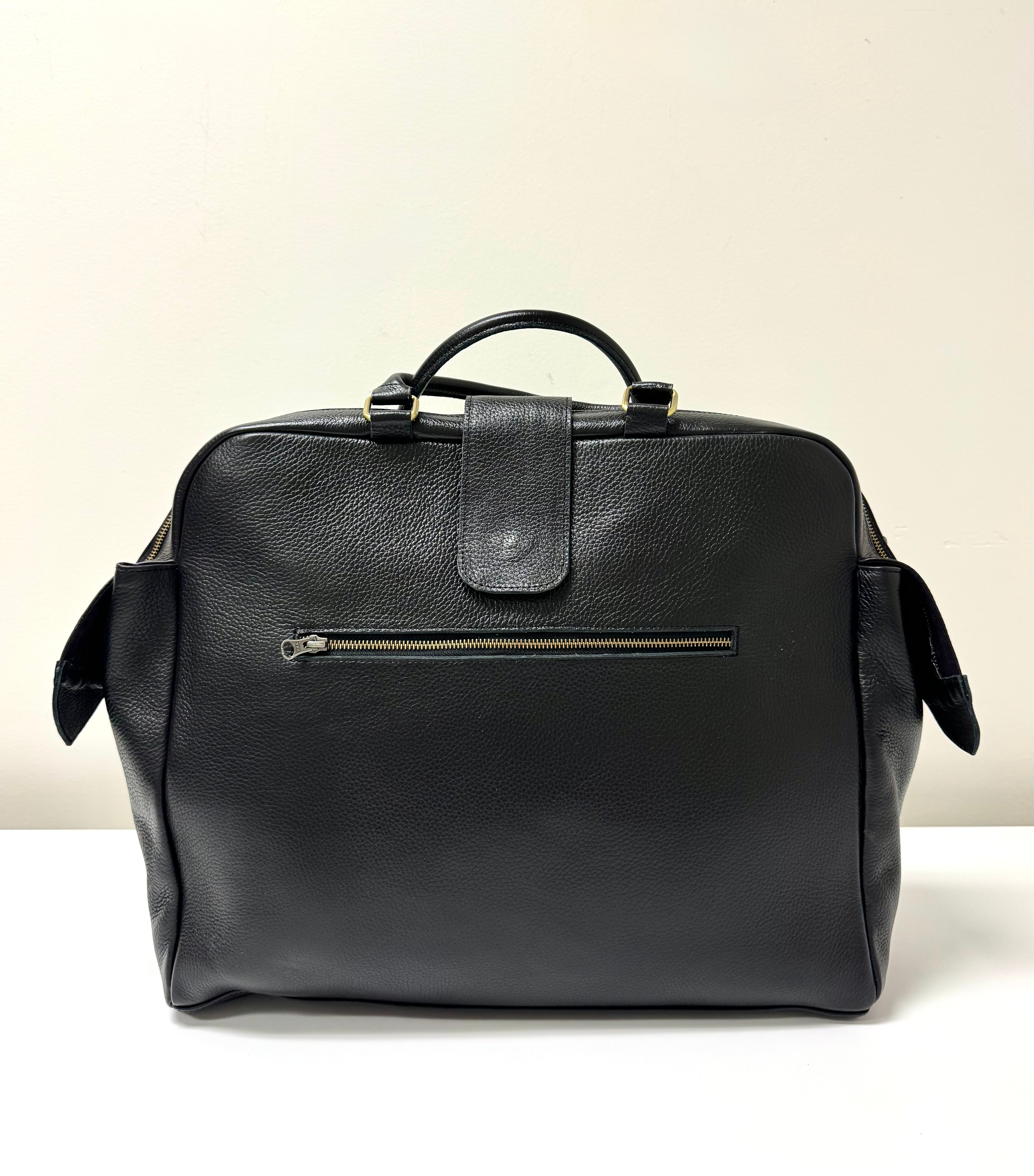 NEW Black Pebble Leather Travel Tote