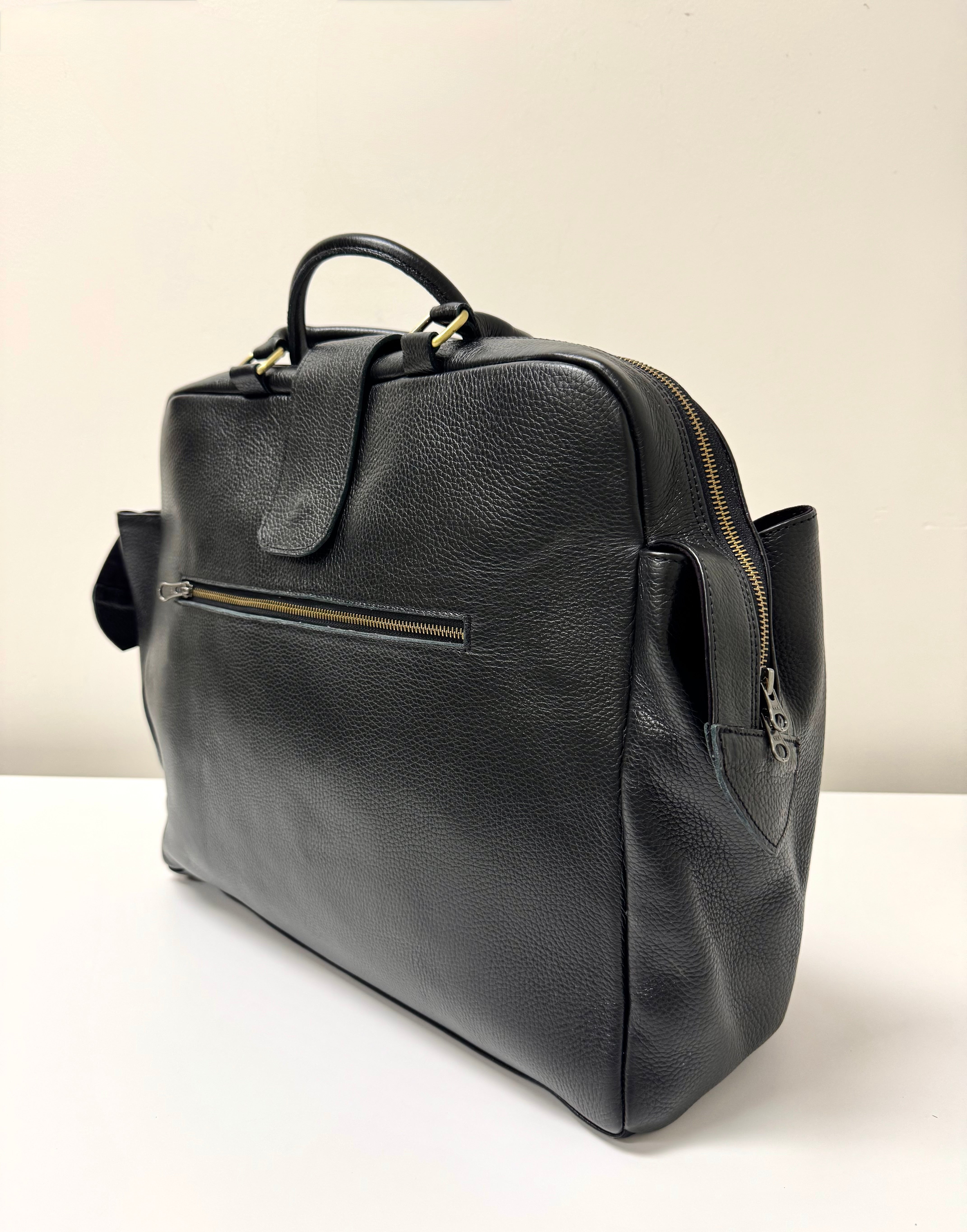 NEW Black Pebble Leather Travel Tote
