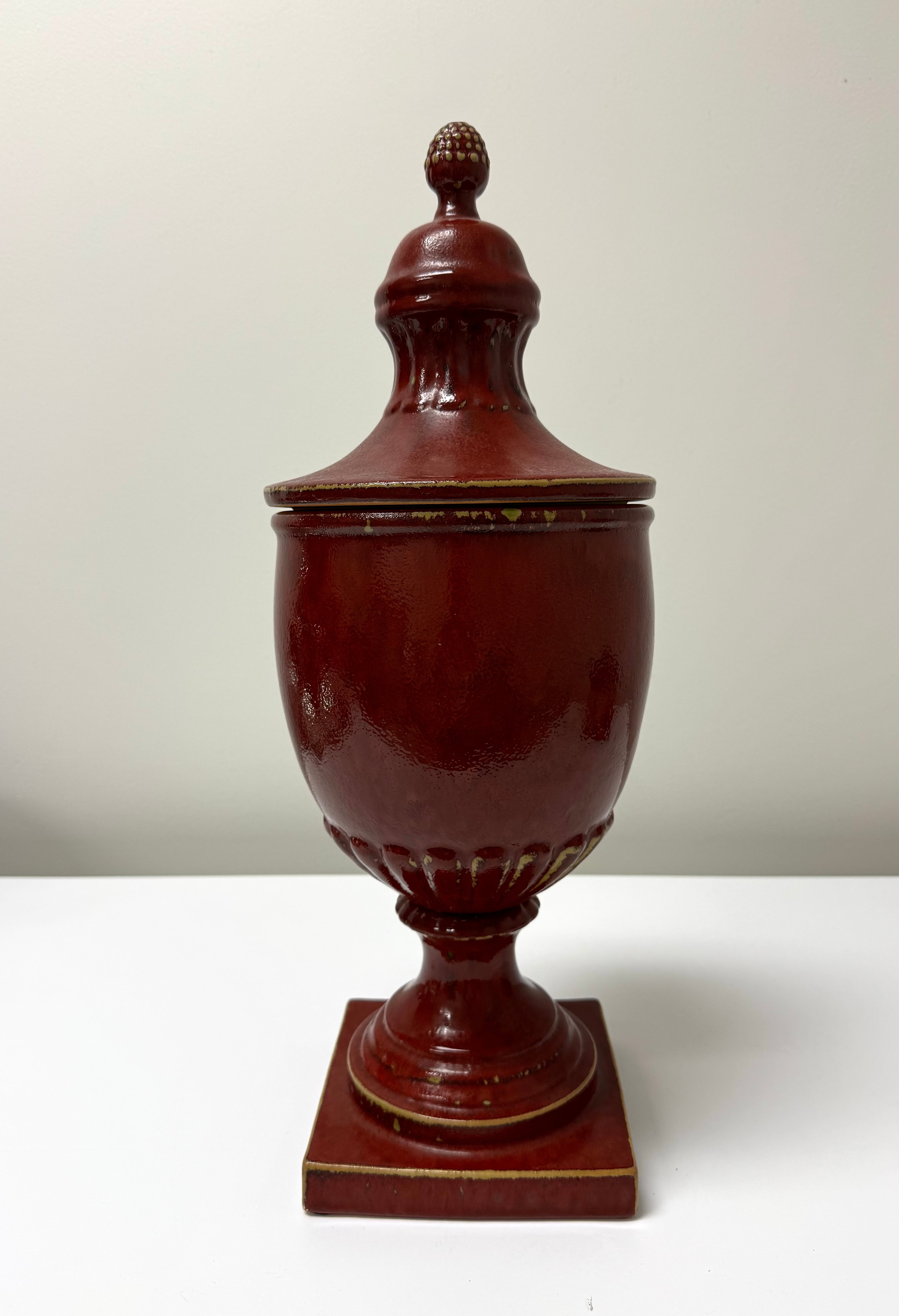 Rustic Red Ceramic Urn