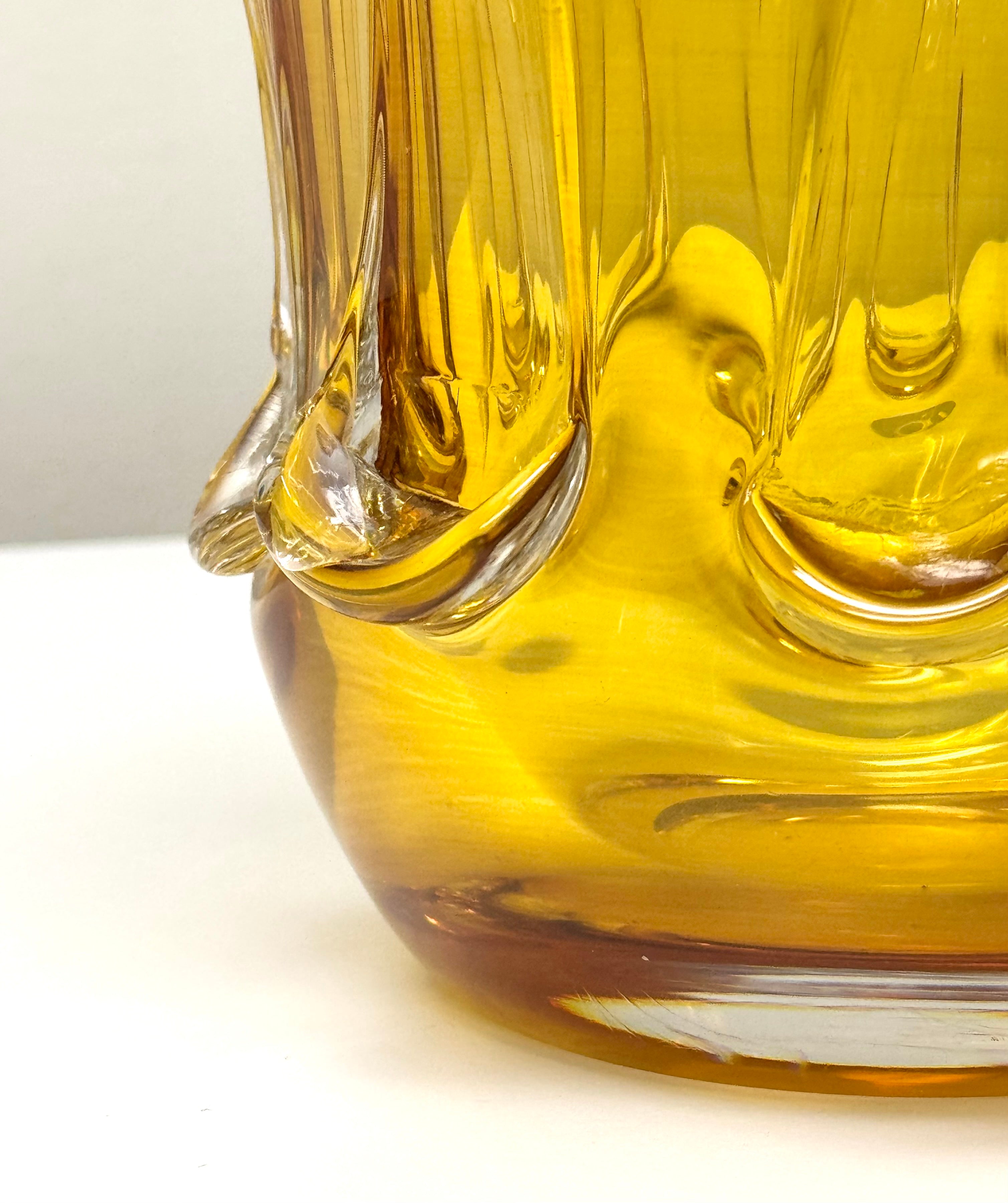 Vintage Amber Art Glass Vase