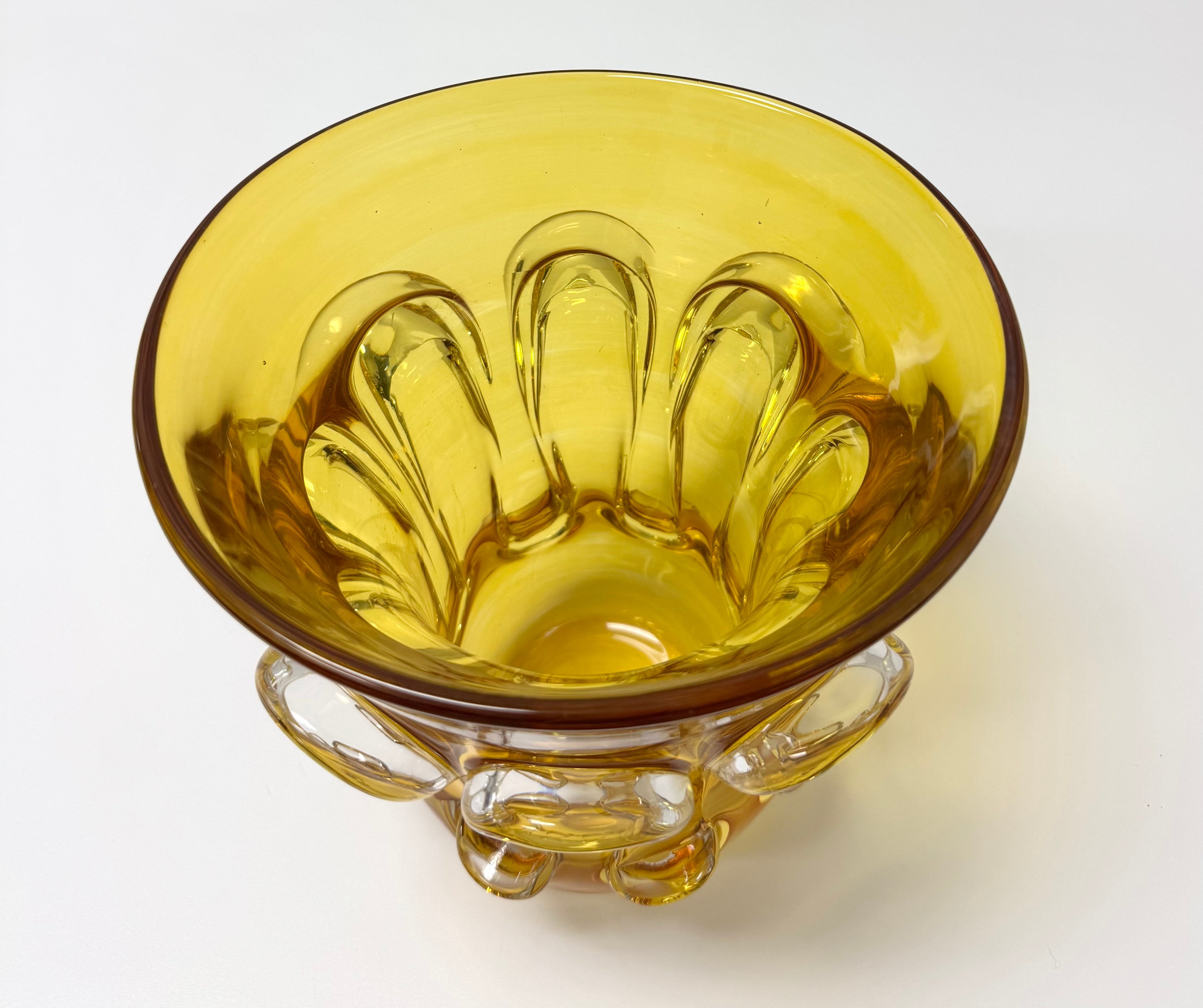 Vintage Amber Art Glass Vase