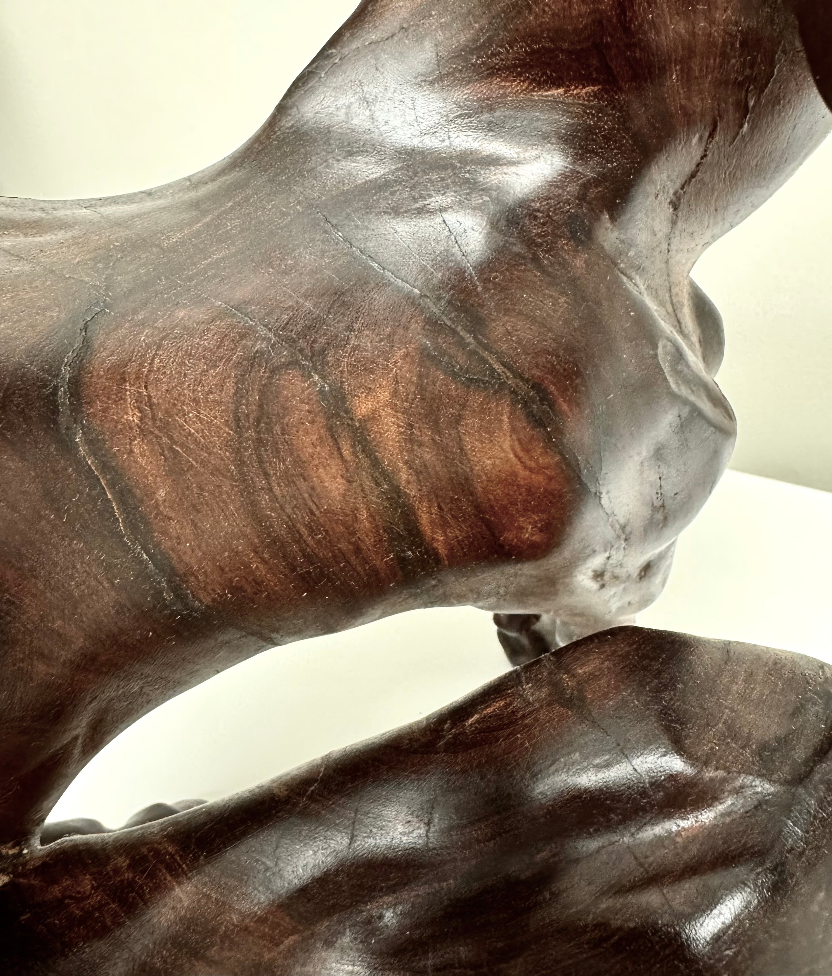 Vintage Mare and Foal Hand-carved Wood Sculpture
