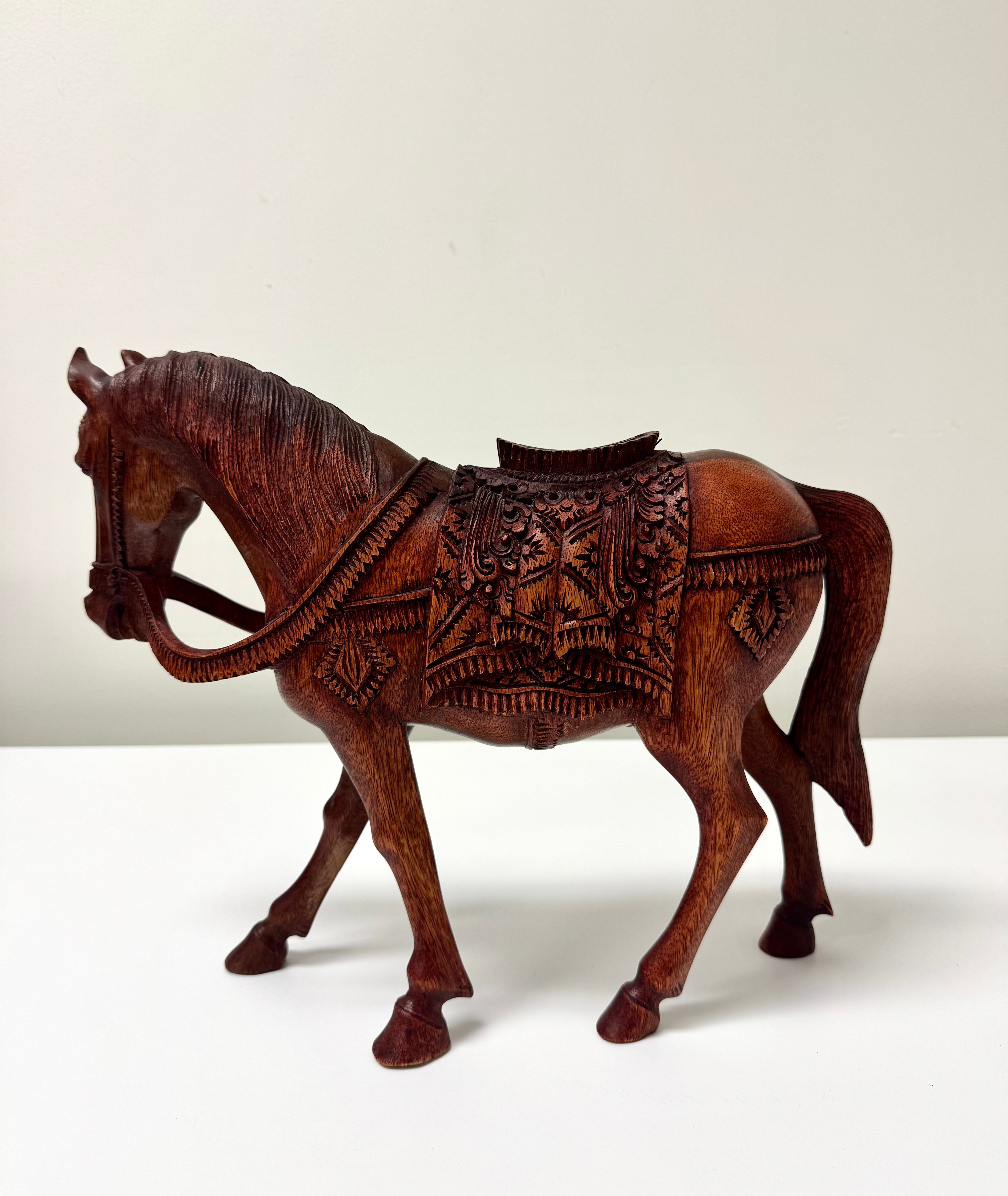 Vintage Hand-carved Wood Horse Sculpture