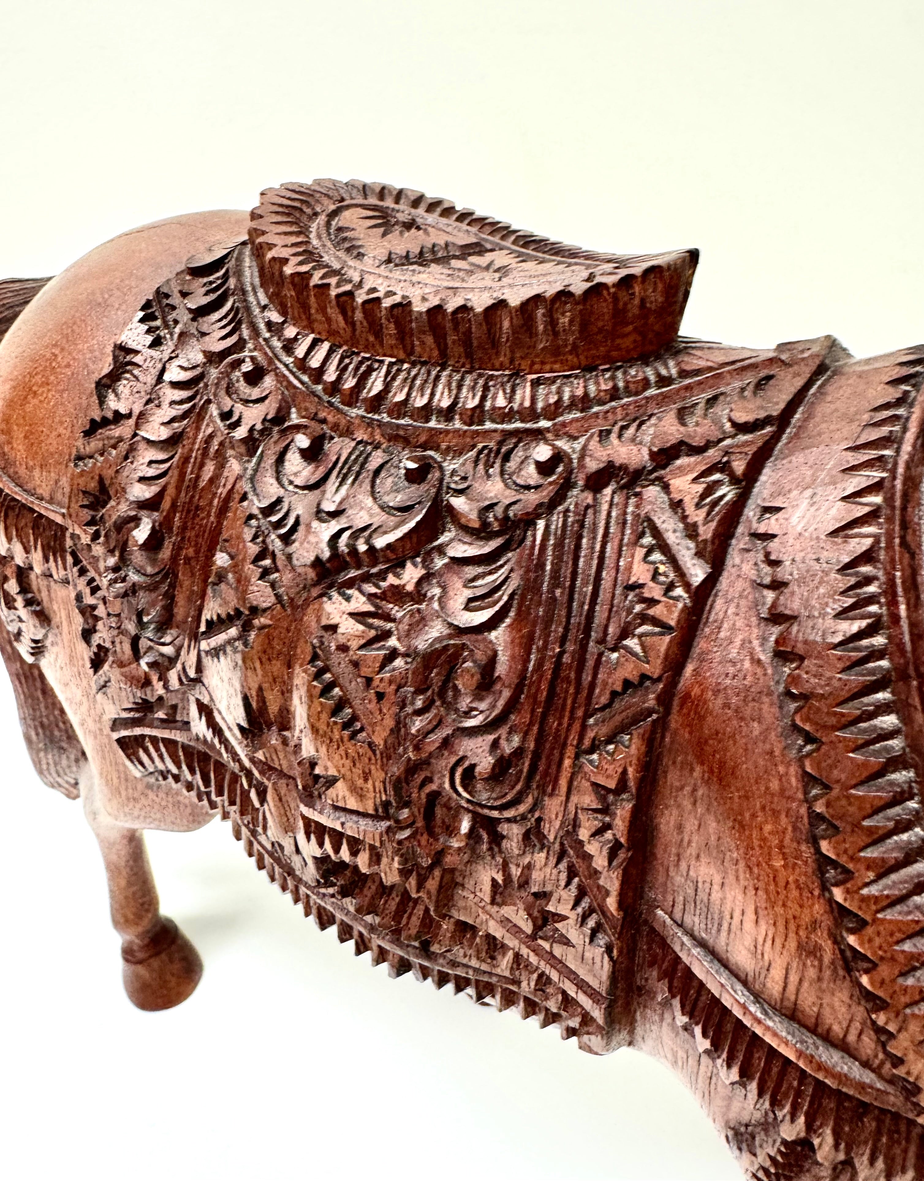 Vintage Hand-carved Wood Horse Sculpture
