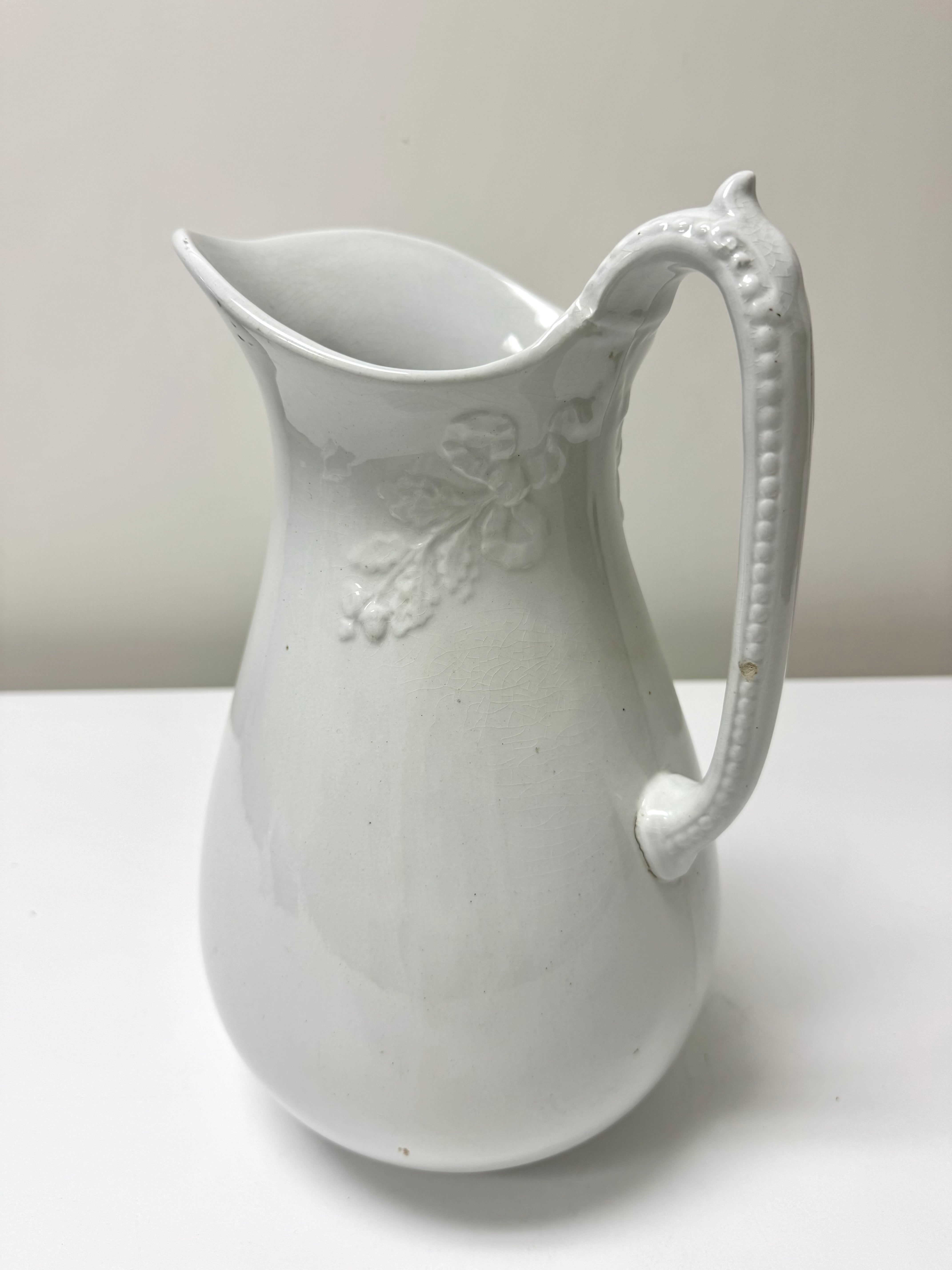 Antique W&E CORN BURSLEM 12" Ironstone Pitcher
