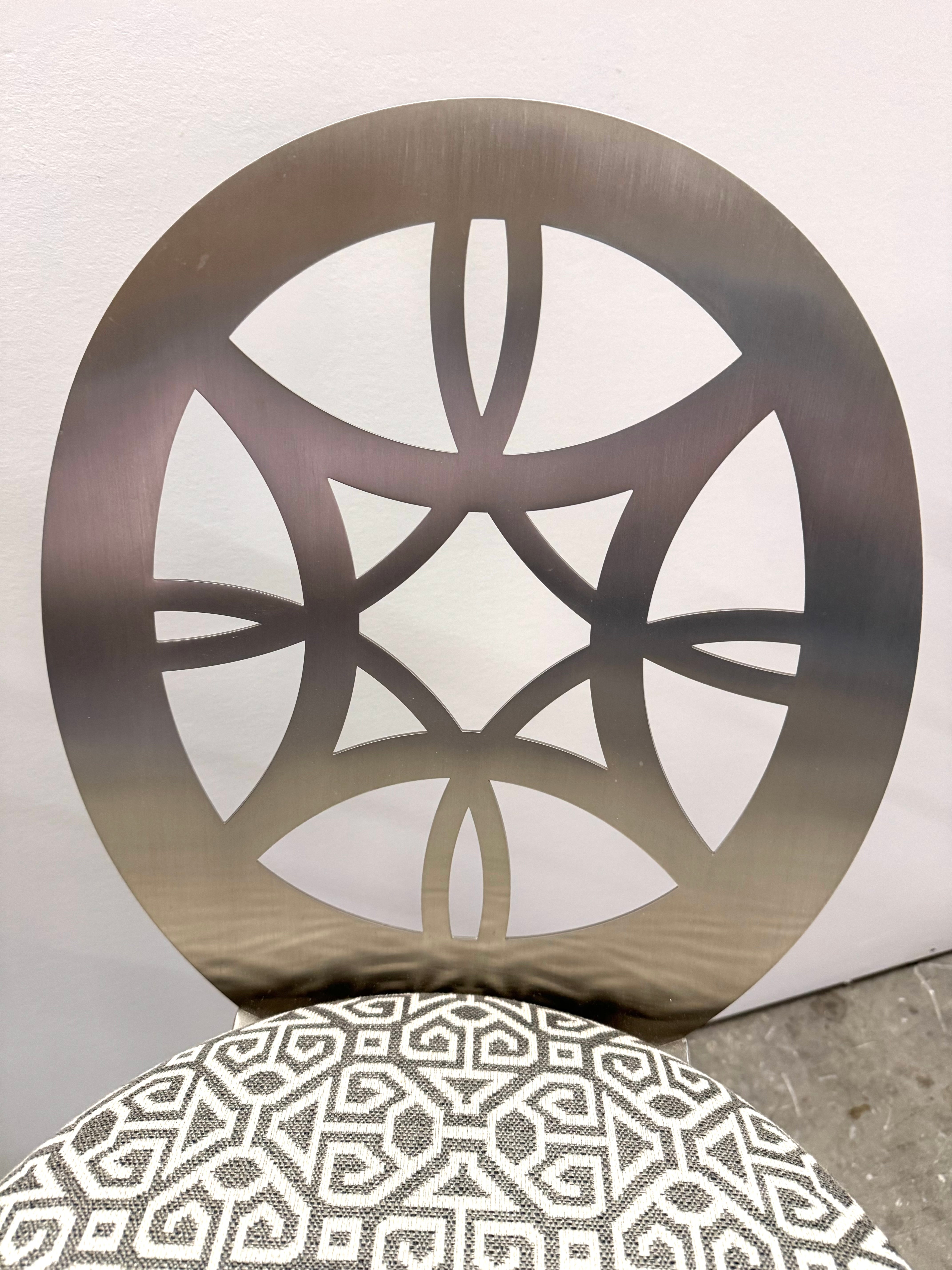 Brushed Steel Openwork Counter Stools Set 2