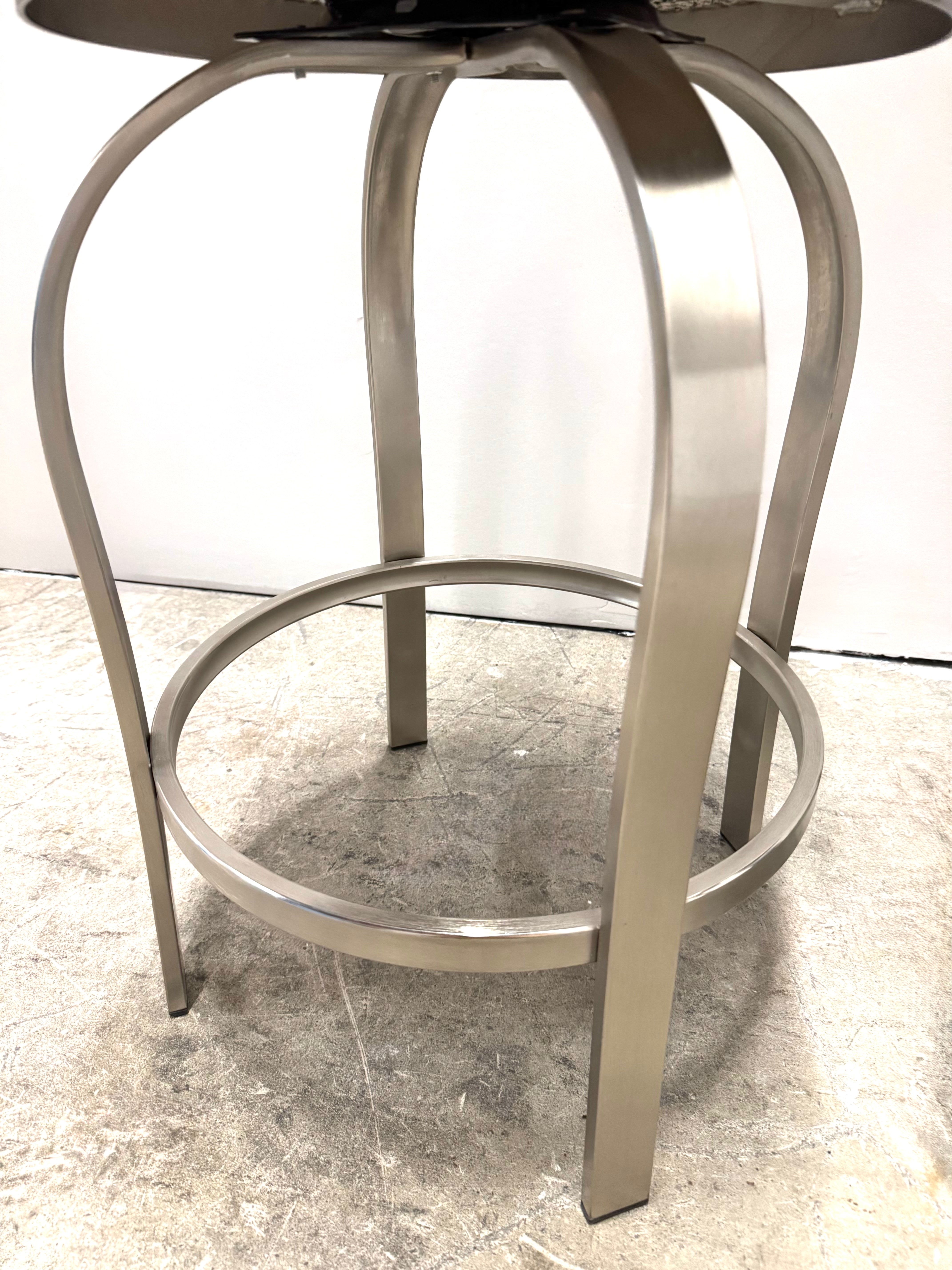 Brushed Steel Openwork Counter Stools Set 2