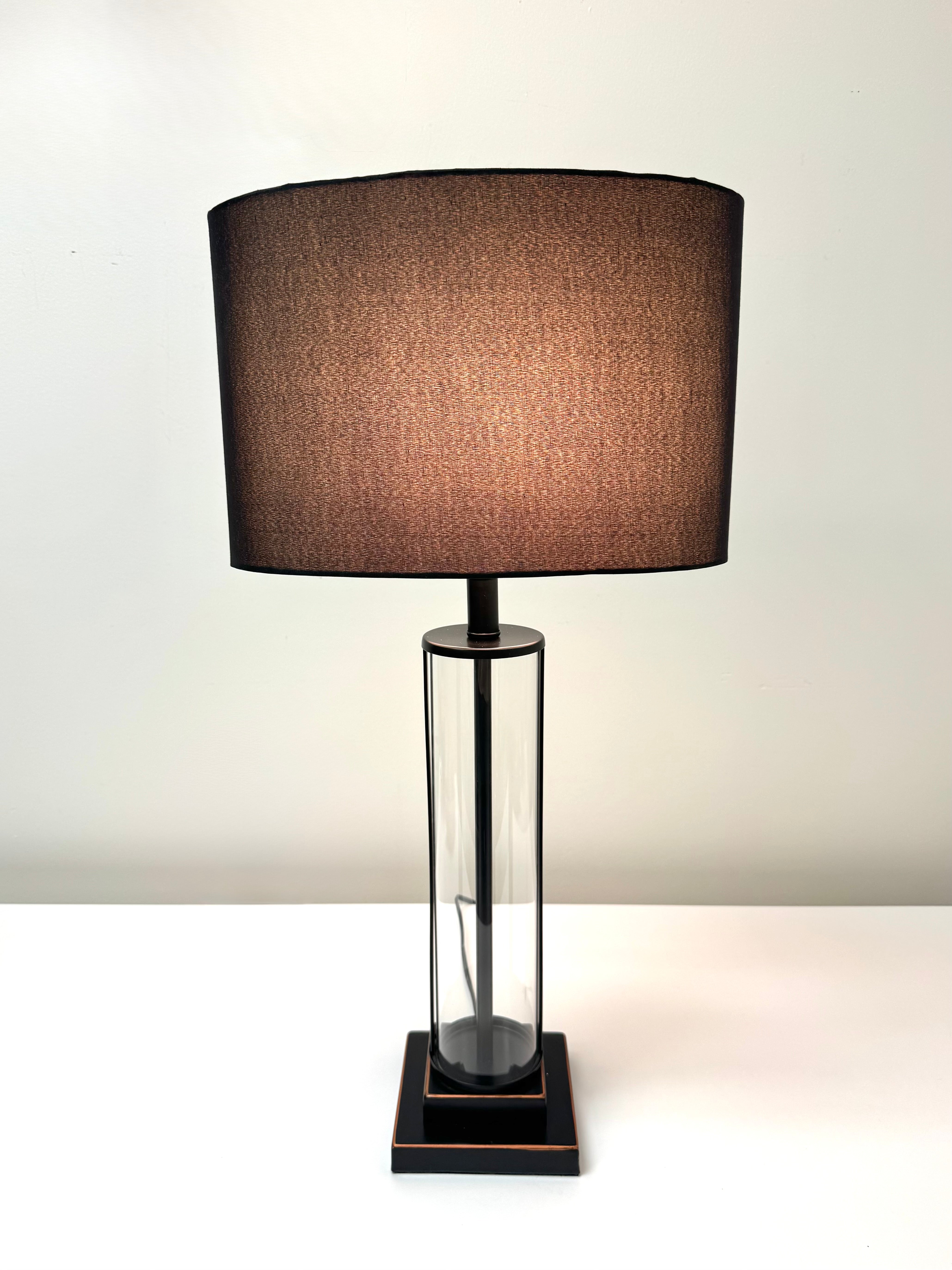 Black Glass Column Lamp