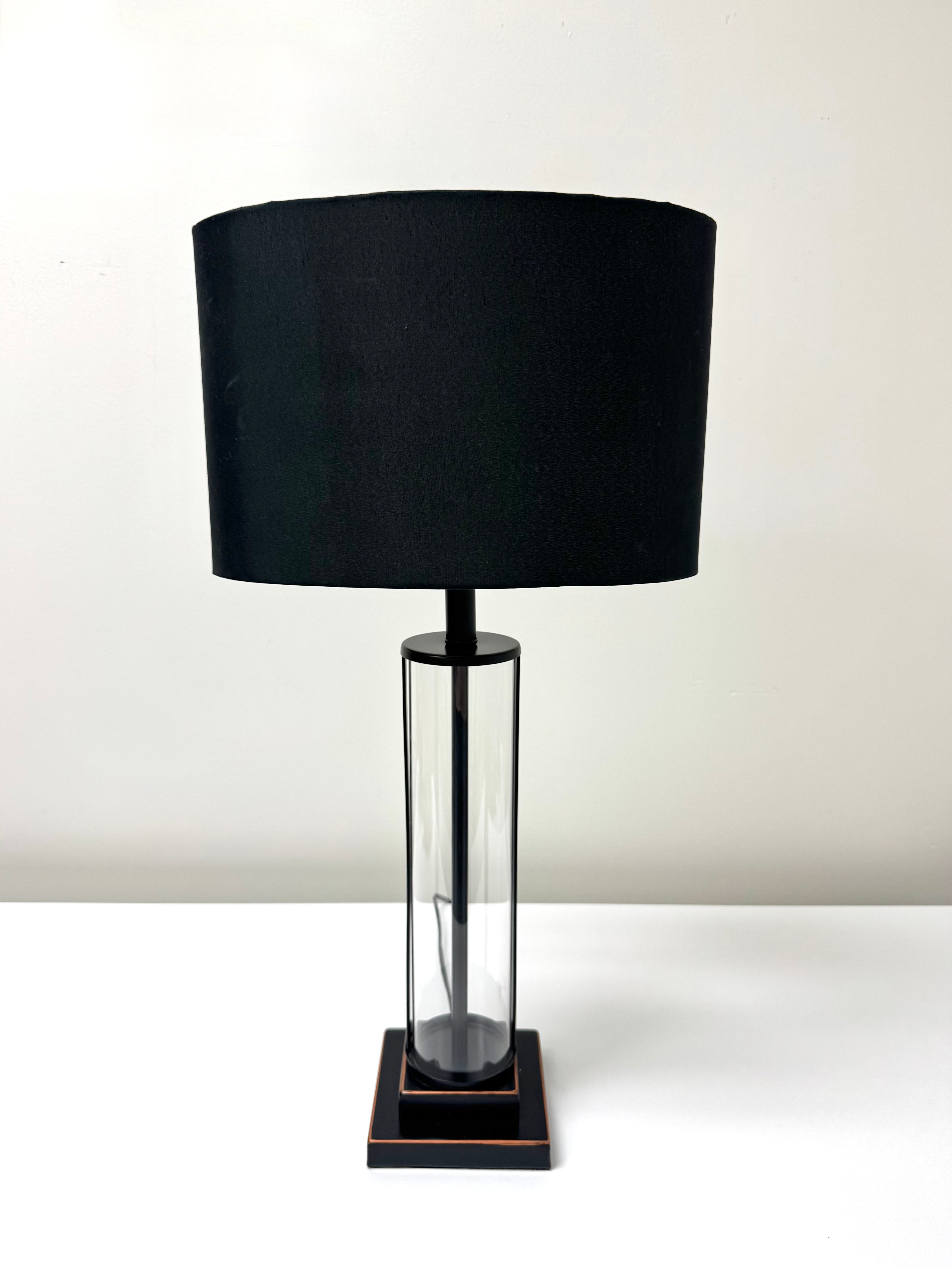 Black Glass Column Lamp