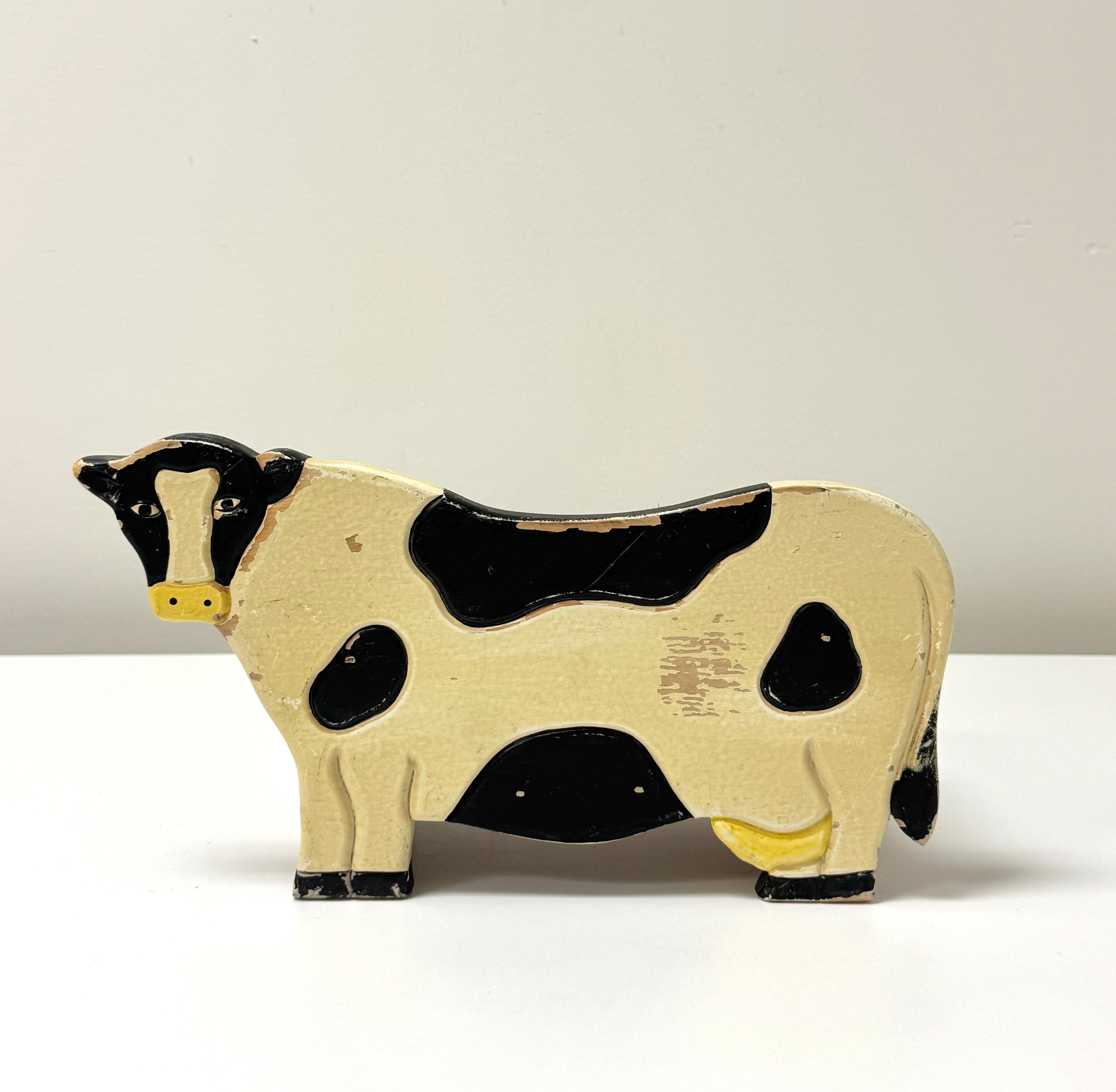 Folk Art Wooden Cow Box