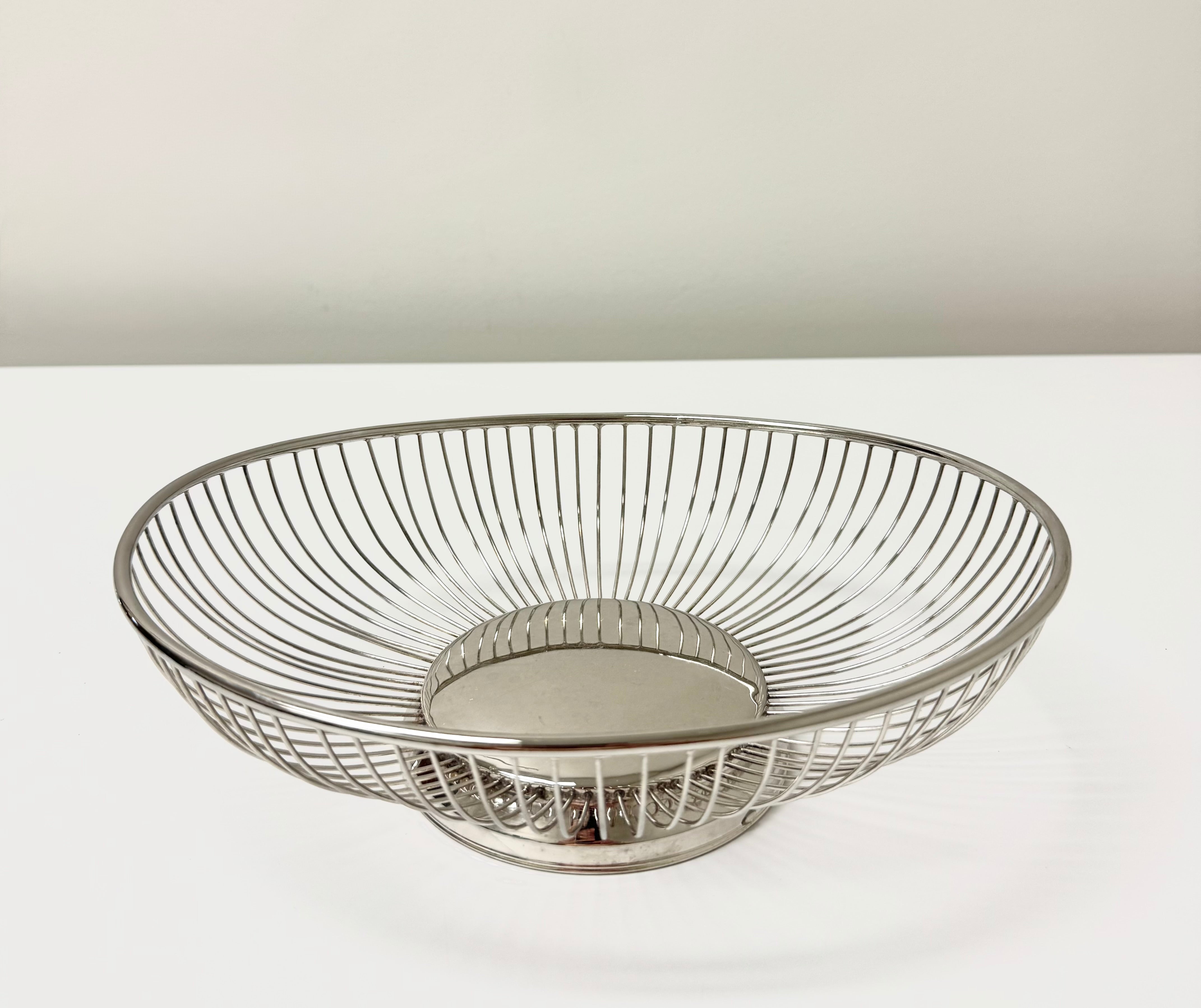 Vintage Silverplate Oval Wire Basket