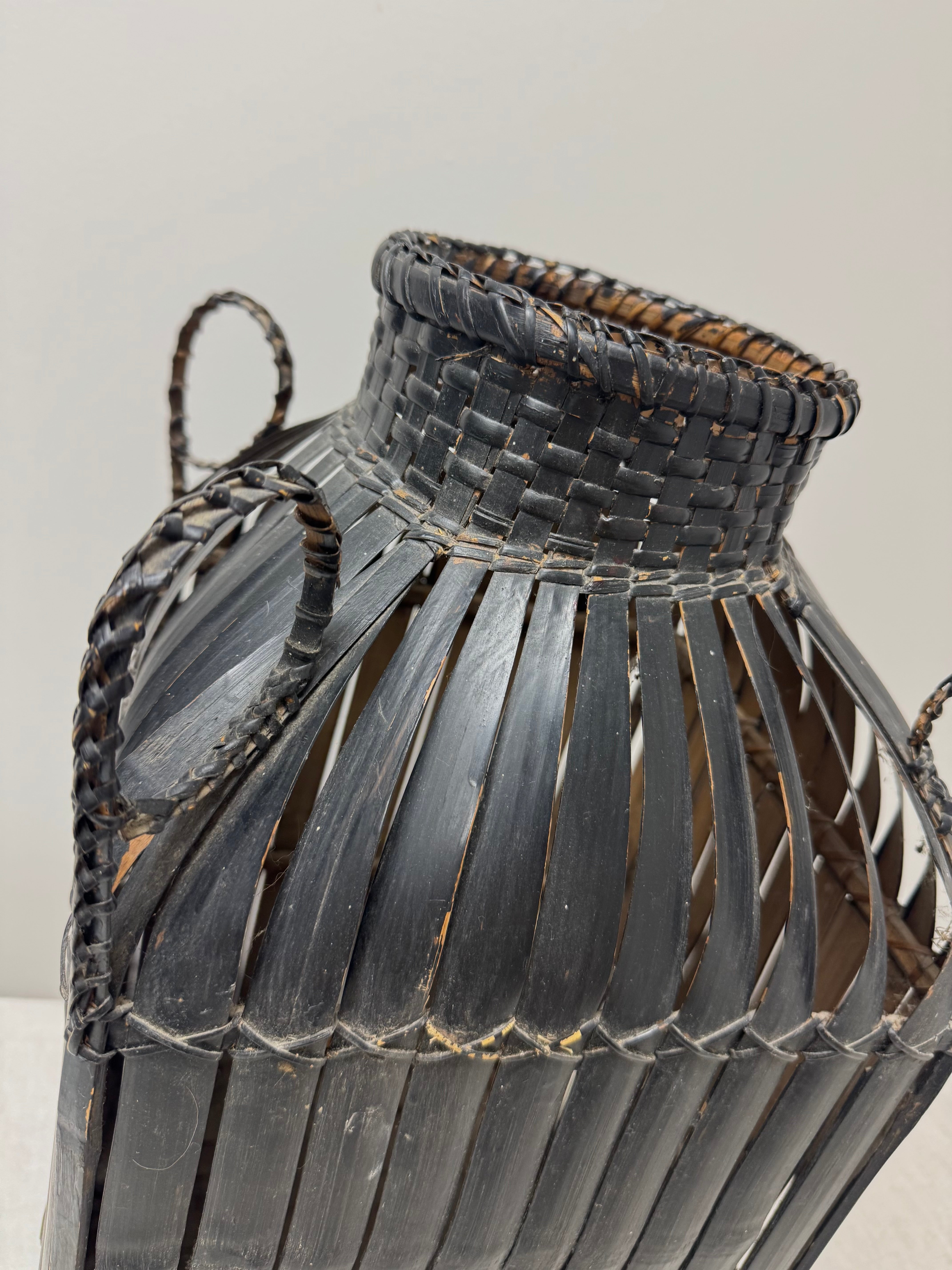 Handwoven Black Bamboo Basket