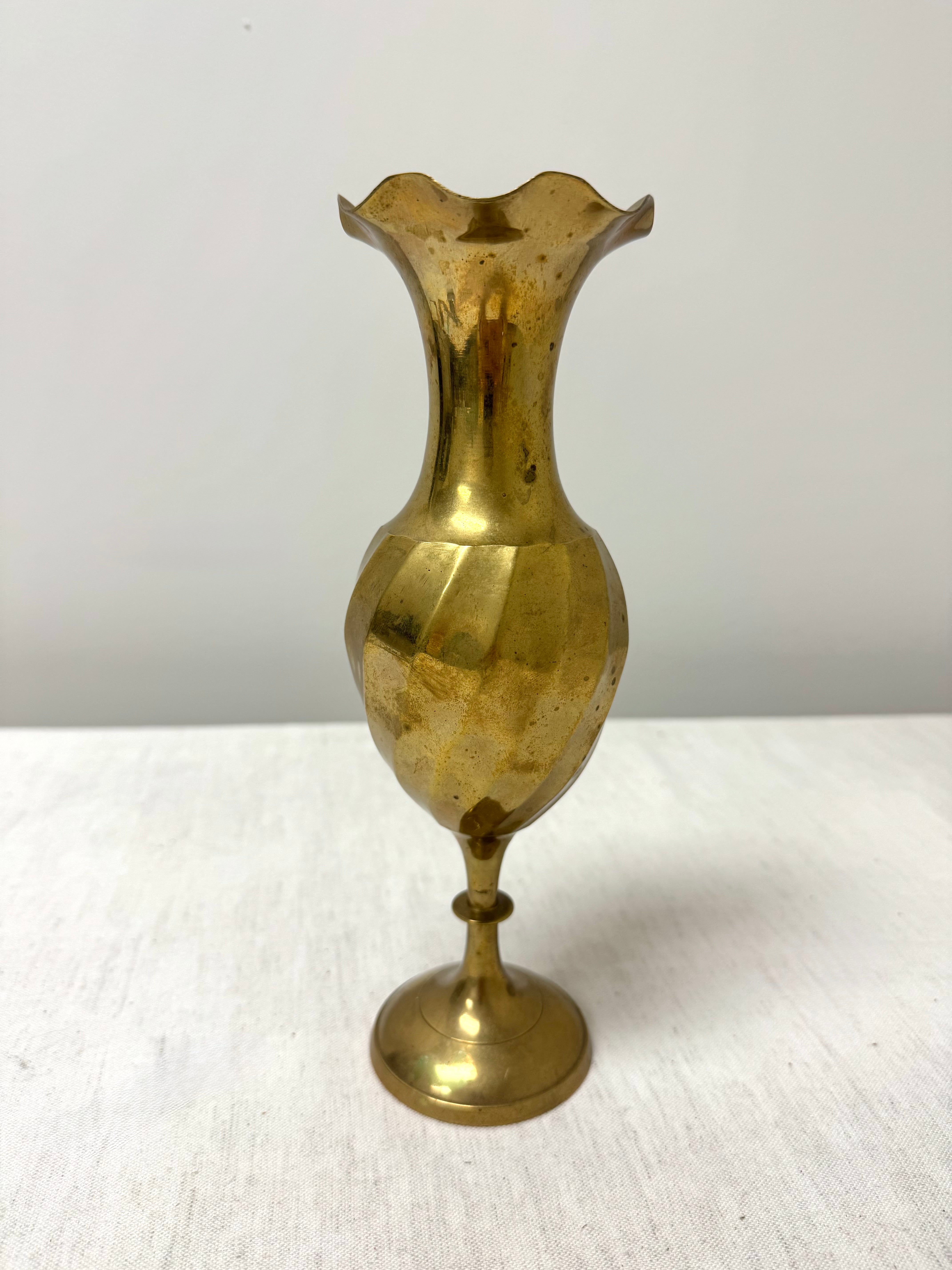 Vintage Aged Brass 10" Vase