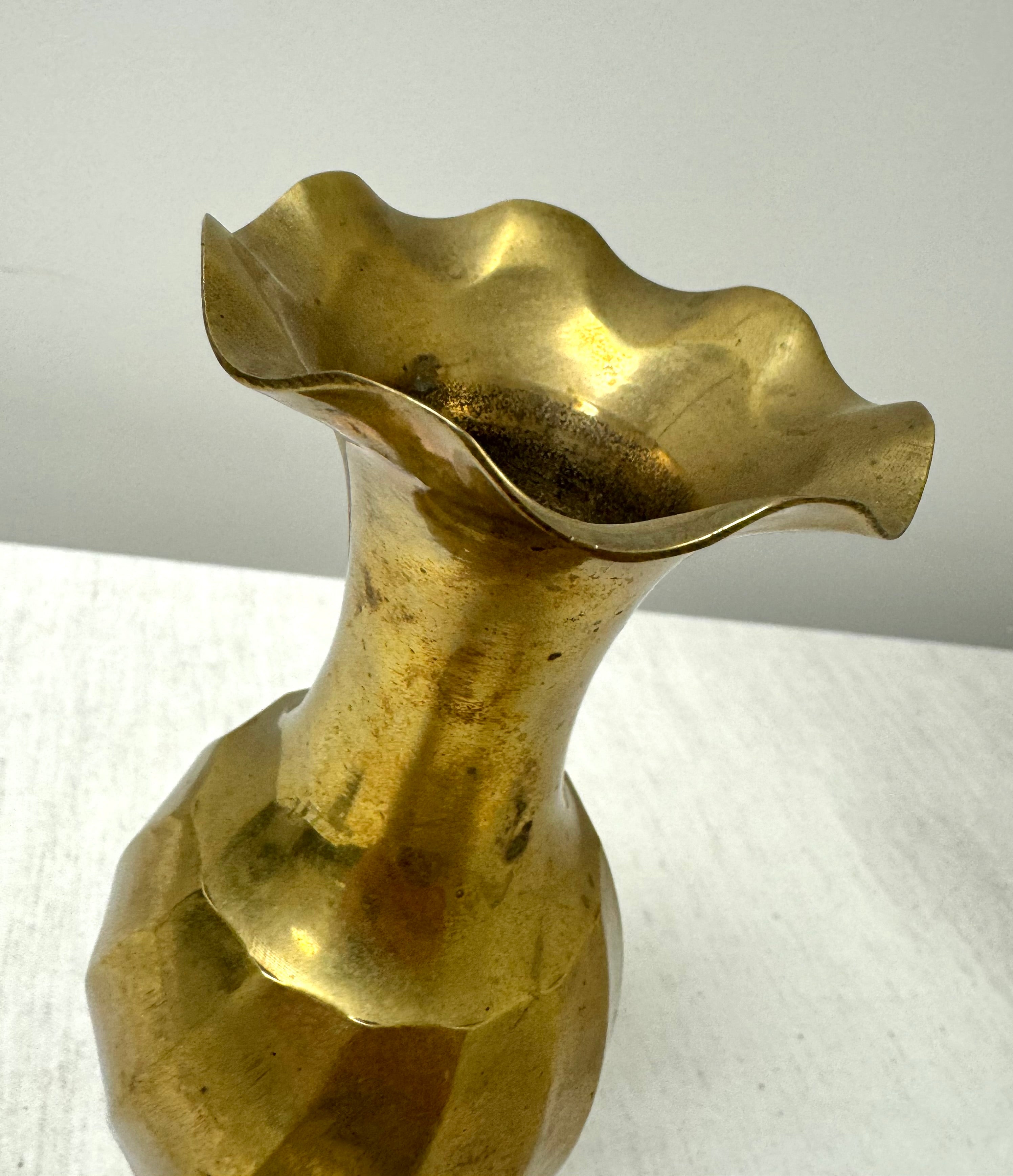 Vintage Aged Brass 10" Vase