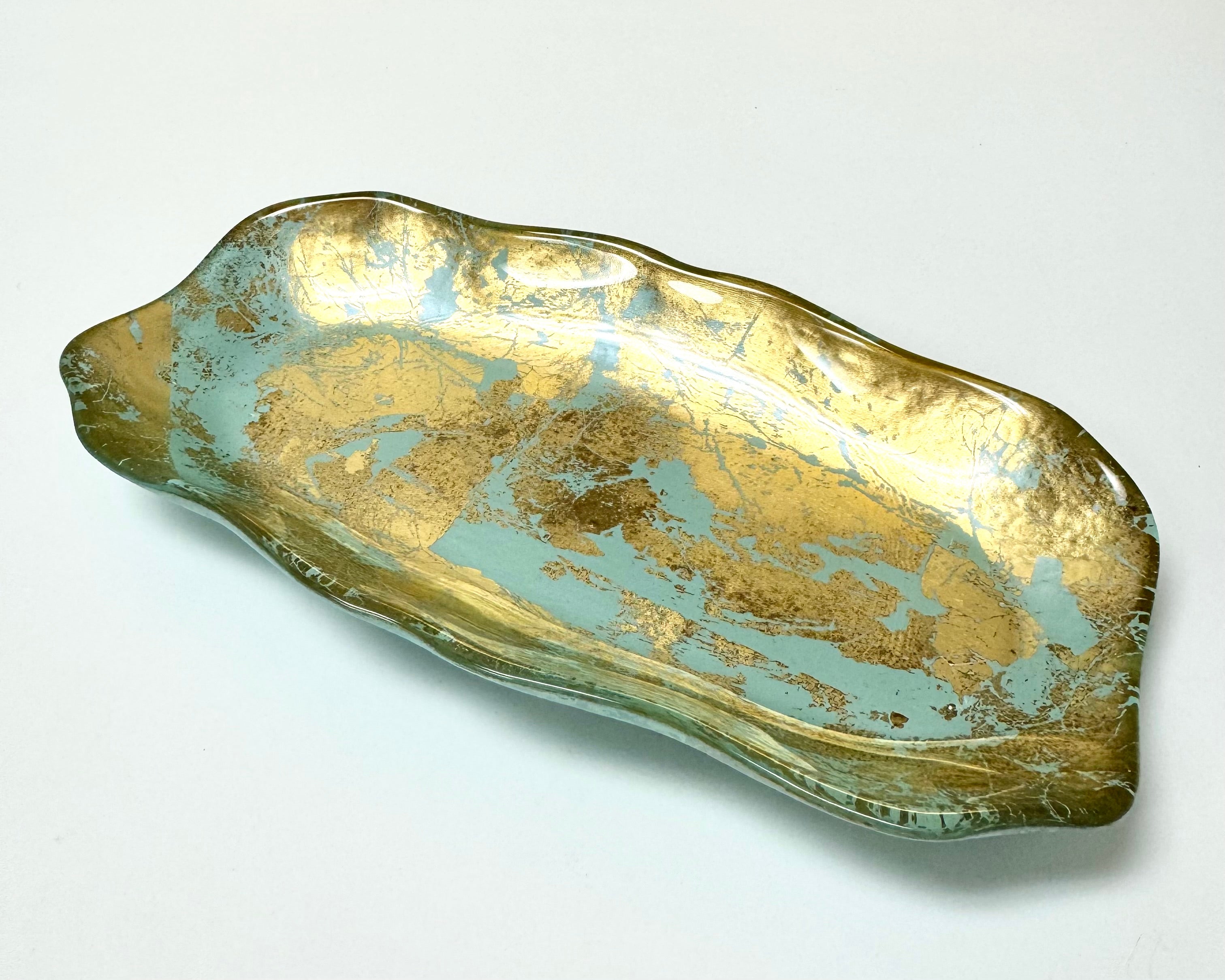 Organic Gold Leaf Glass Tray