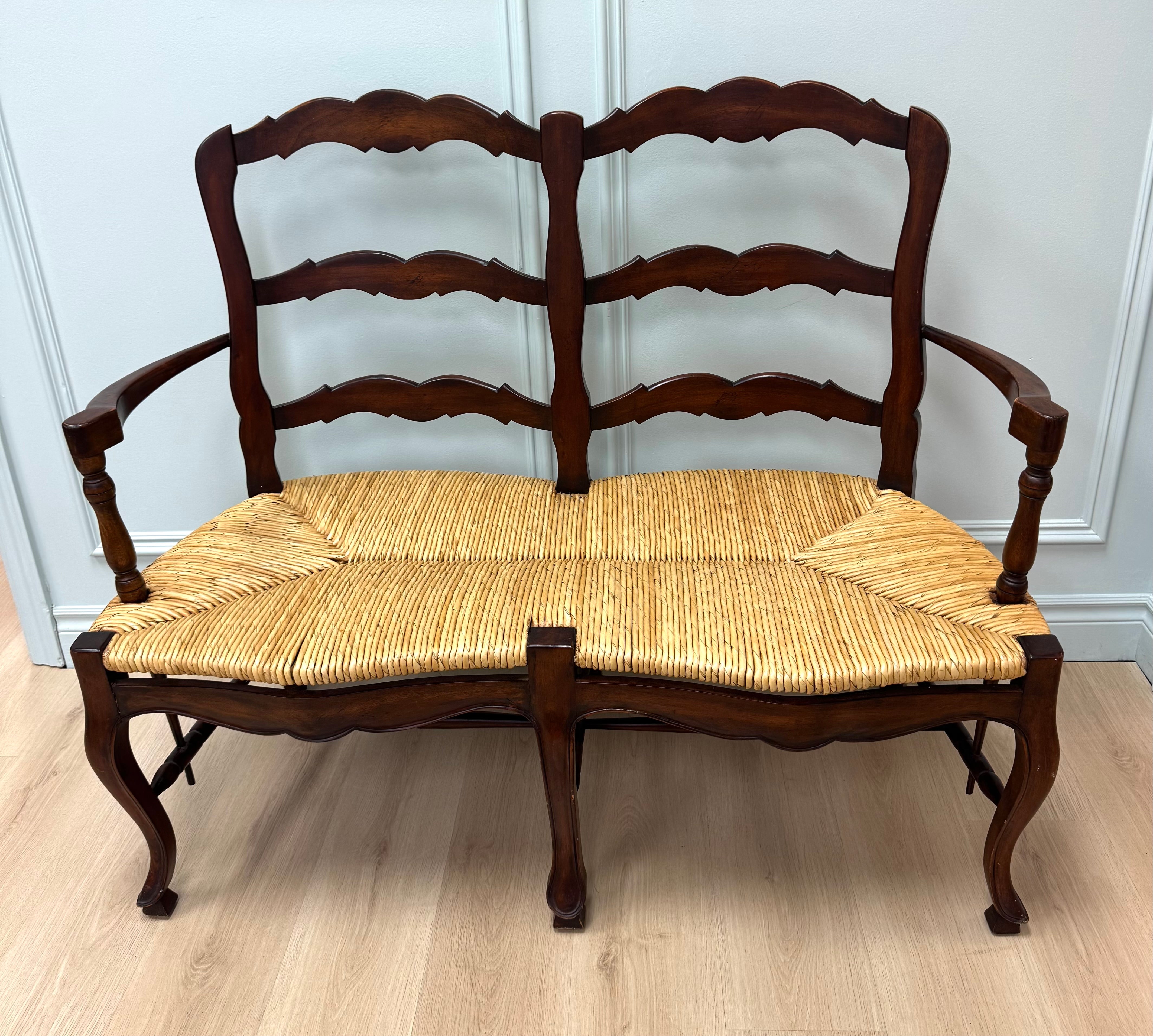 French Country Ladderback Settee