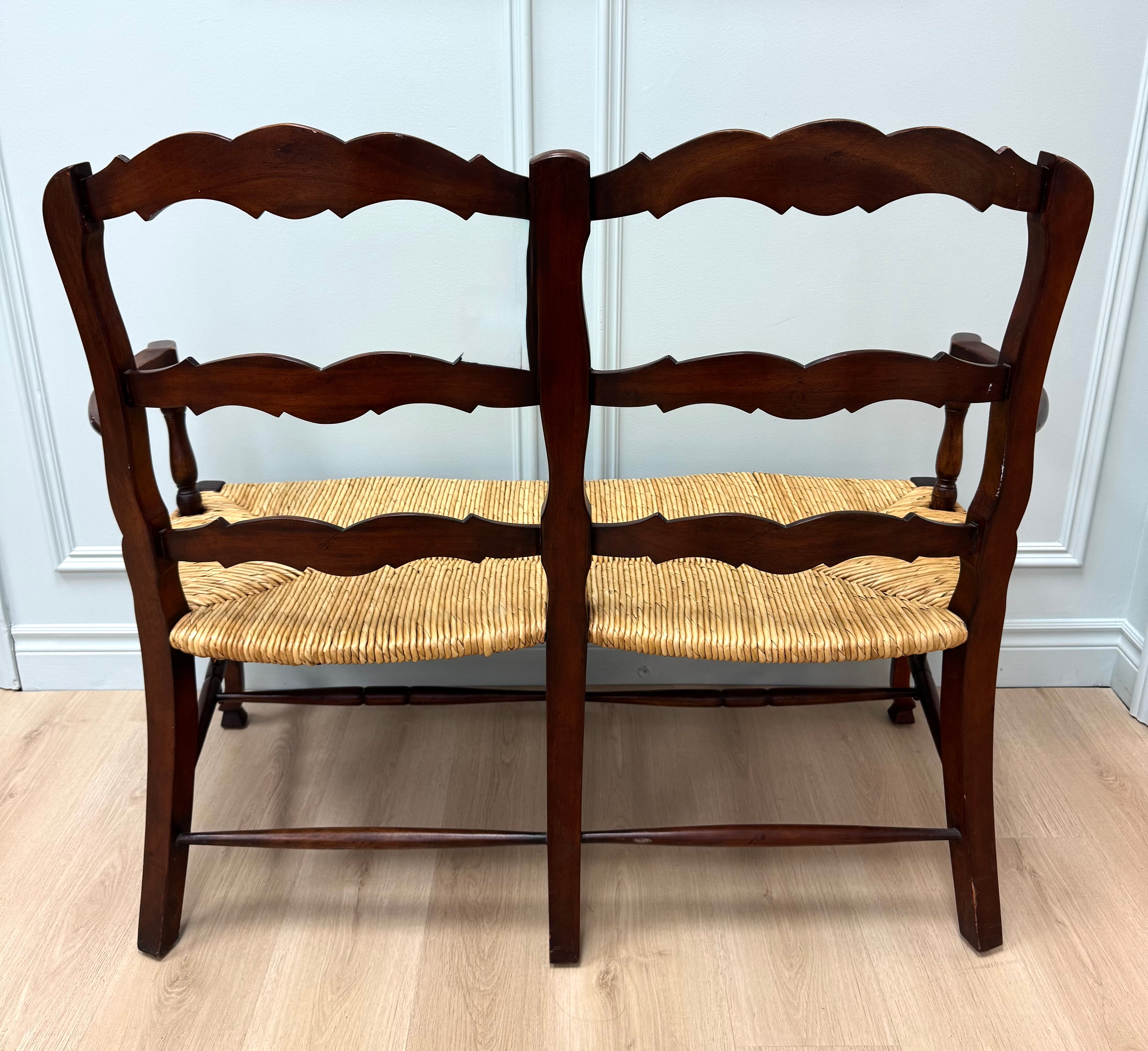 French Country Ladderback Settee