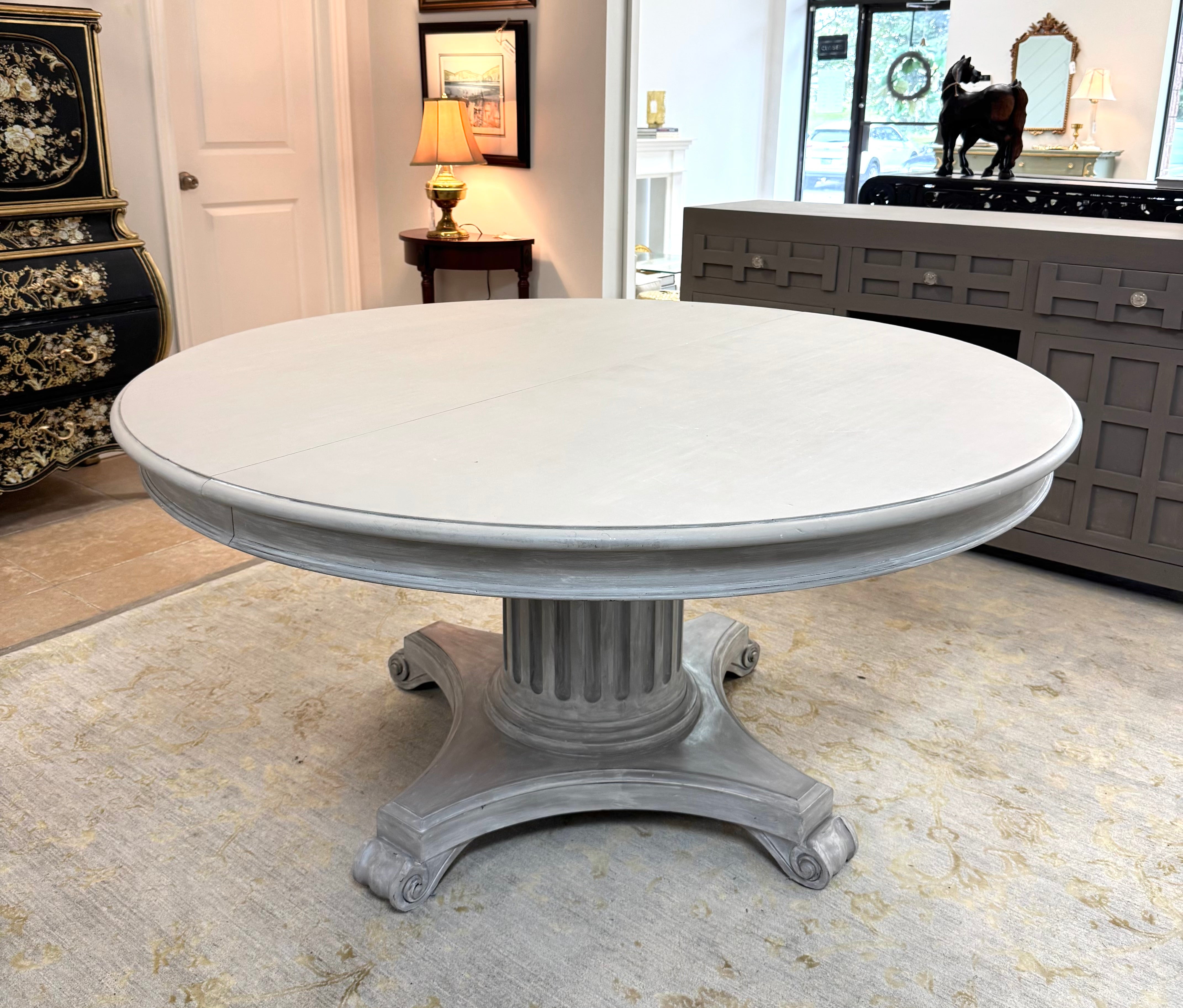 ETHAN ALLEN Weathered Gray 60" Pedestal Table